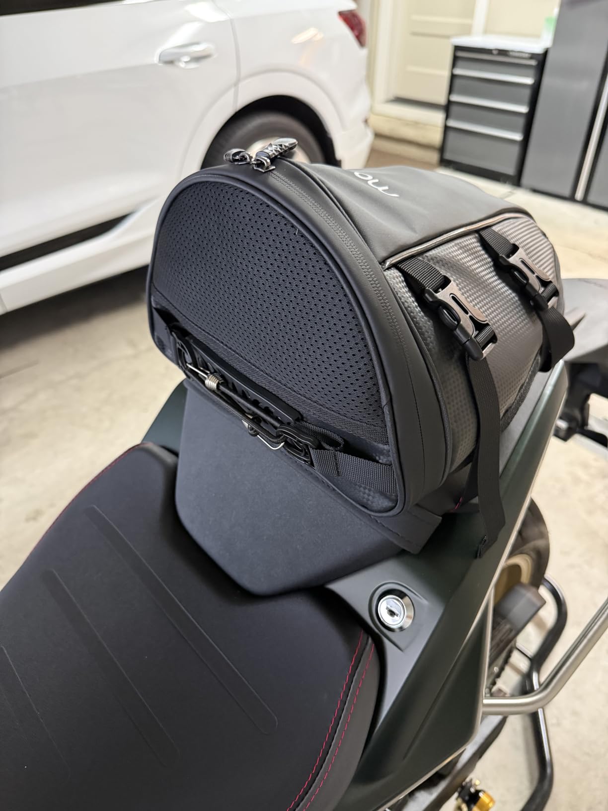 MOSISO Motorcycle Tail Bag Waterproof Polyester Storage Saddle Bag,Black customer photo 2