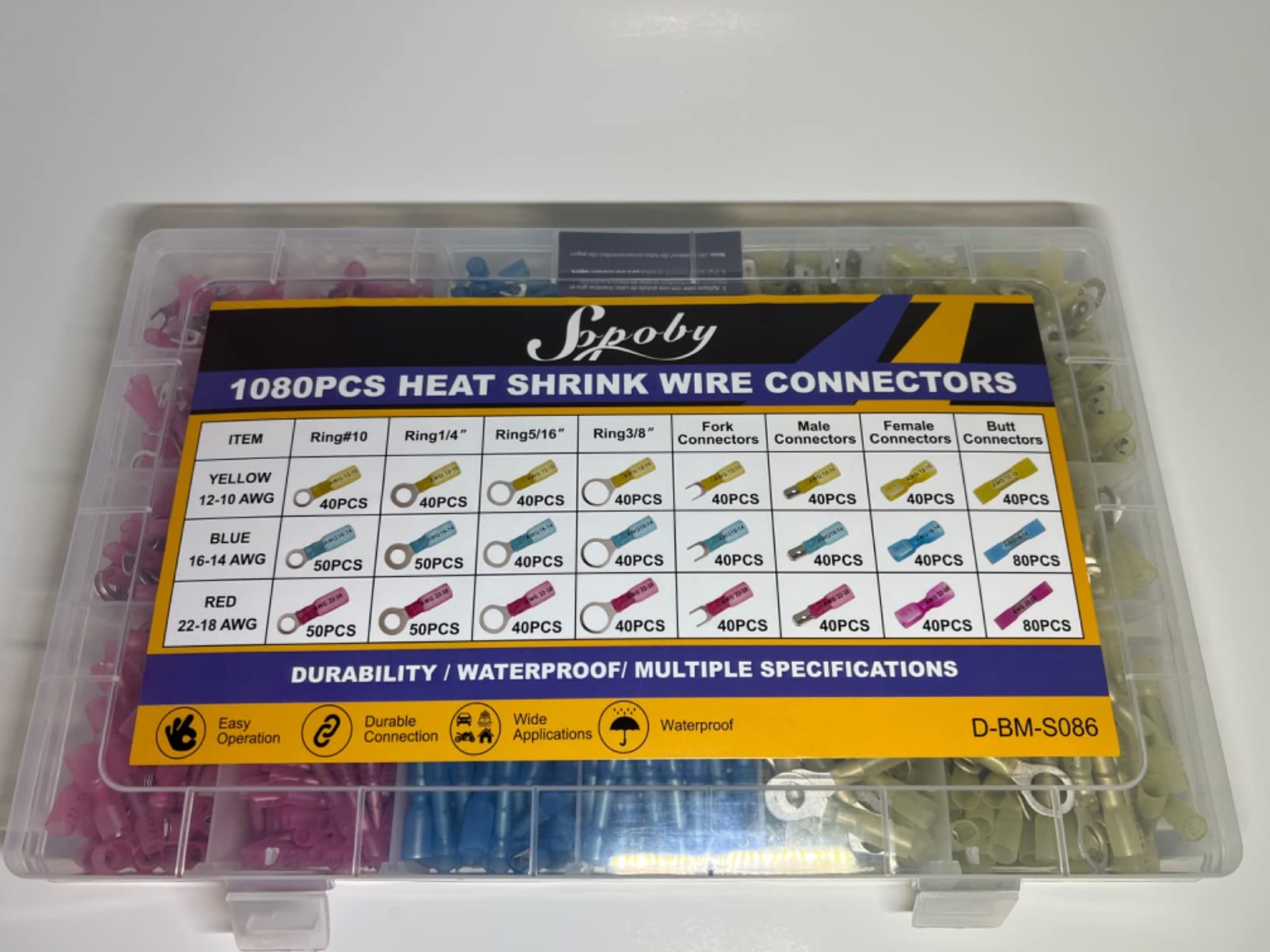 325PCS Marine Grade Heat Shrink Wire Connectors - Sopoby Electrical Connectors Kit of Tinned Red Copper, AWG 22-10 Waterproof Crimp connectors terminals Insulated Ring Fork Spade Butt Splices customer photo 2