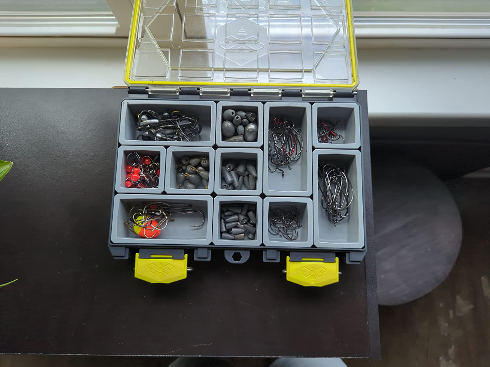 BUZBE Colony 15 Modular Tackle Box, Customizable Waterproof Plastic Organizer, Fishing Tackle Storage, Small Parts Box, Grey and Yellow customer photo 1