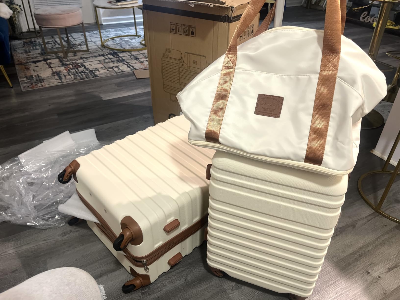 Coolife Luggage Set Hardside Suitcase,5 piece,White(DB/TB/20/24/28) customer photo 1