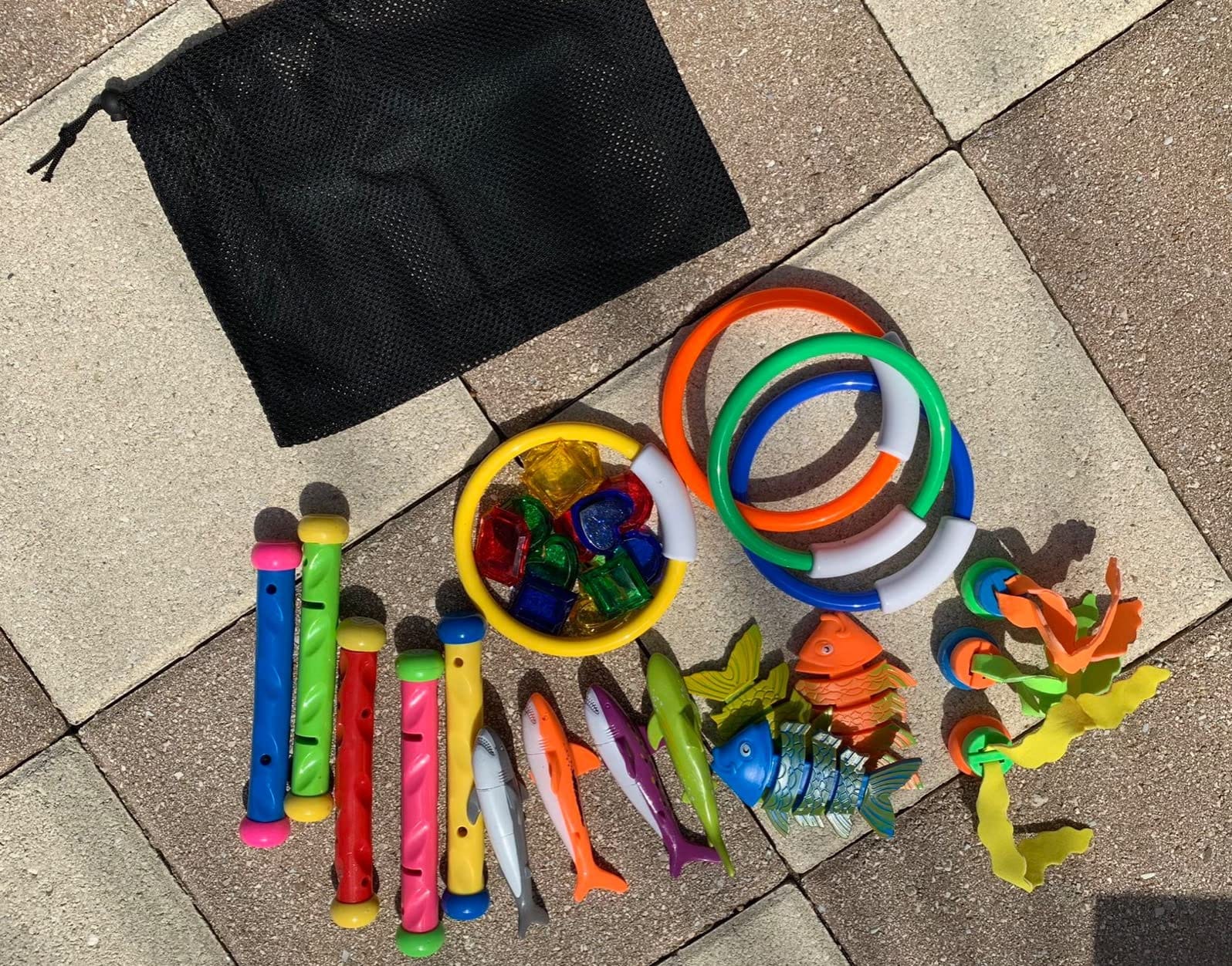 Jasonwell Pool Diving Toys Games - 31 PCS Swimming Pool Toys for Kids Teens with Diving Rings Dive Sticks Underwater Treasures Torpedo Bandits Fish Toy etc Fun Water Swim Toy for Boys Girls Adults customer photo 1