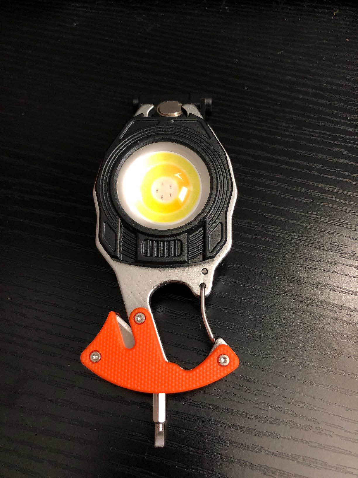 BY-J Multitool Keychain Flashlight, Rechargeable COB Pocket Work Light with Carabiner, Bottle Opener, Screwdriver, Magnetic Base, EDC Survival Emergency Gear Camping Gift for Men, Orange customer photo 1