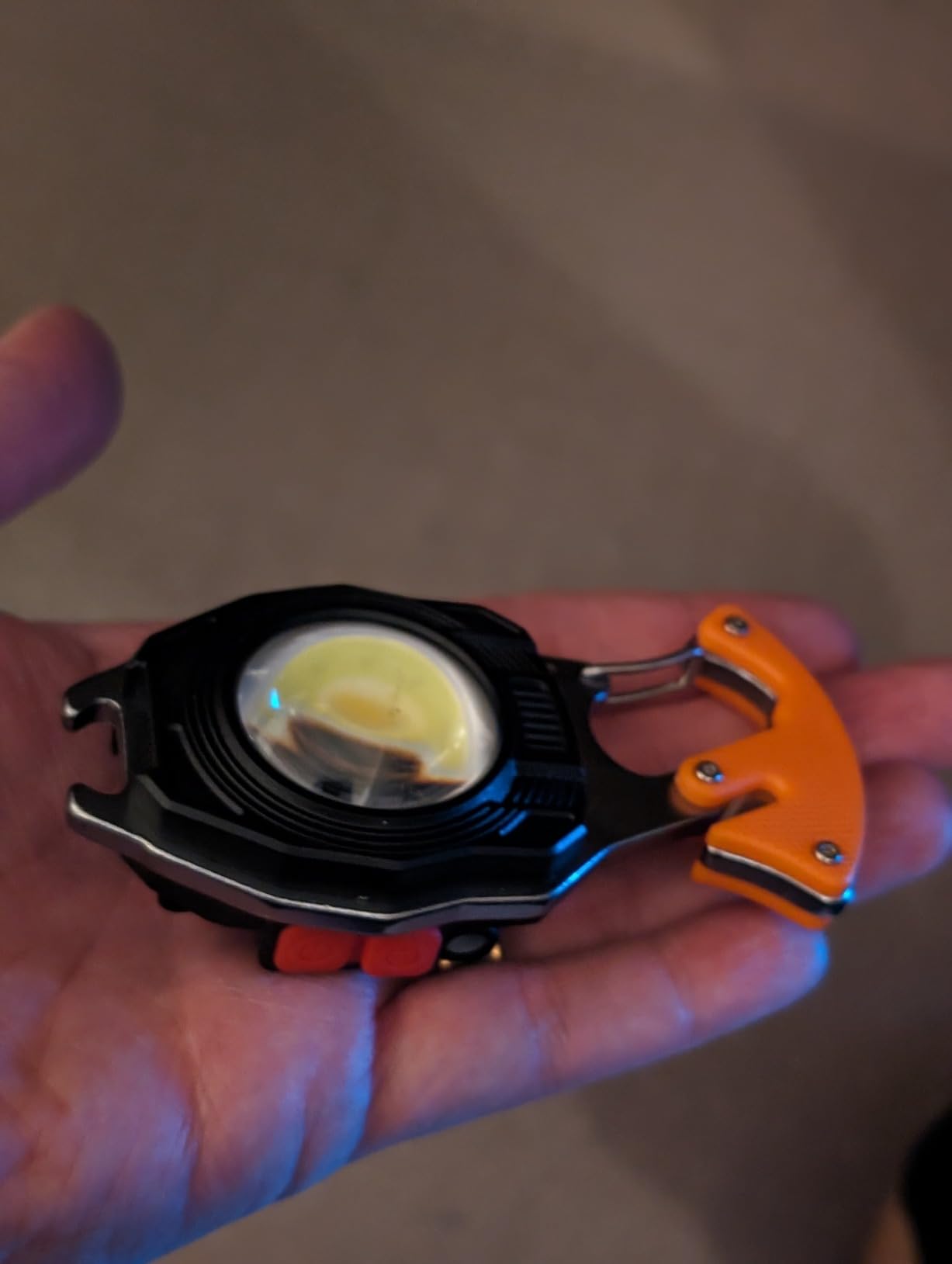 BY-J Multitool Keychain Flashlight, Rechargeable COB Pocket Work Light with Carabiner, Bottle Opener, Screwdriver, Magnetic Base, EDC Survival Emergency Gear Camping Gift for Men, Orange customer photo 2