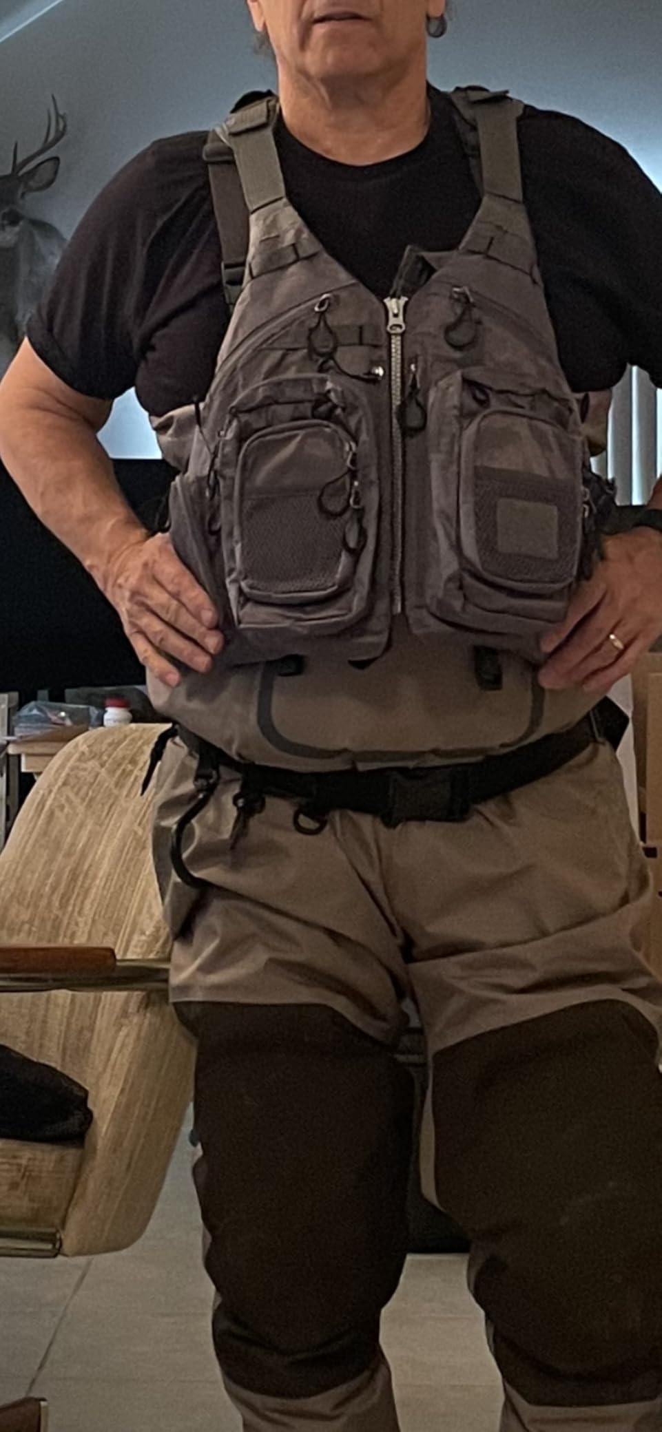JKSPORTS Fly Fishing Vest - Fishing Safety Life Jacket for Swimming, Sailing, Boating, Kayak - Floating Multifunction Breathable Backpack for Men and Women - Adjustable customer photo 2