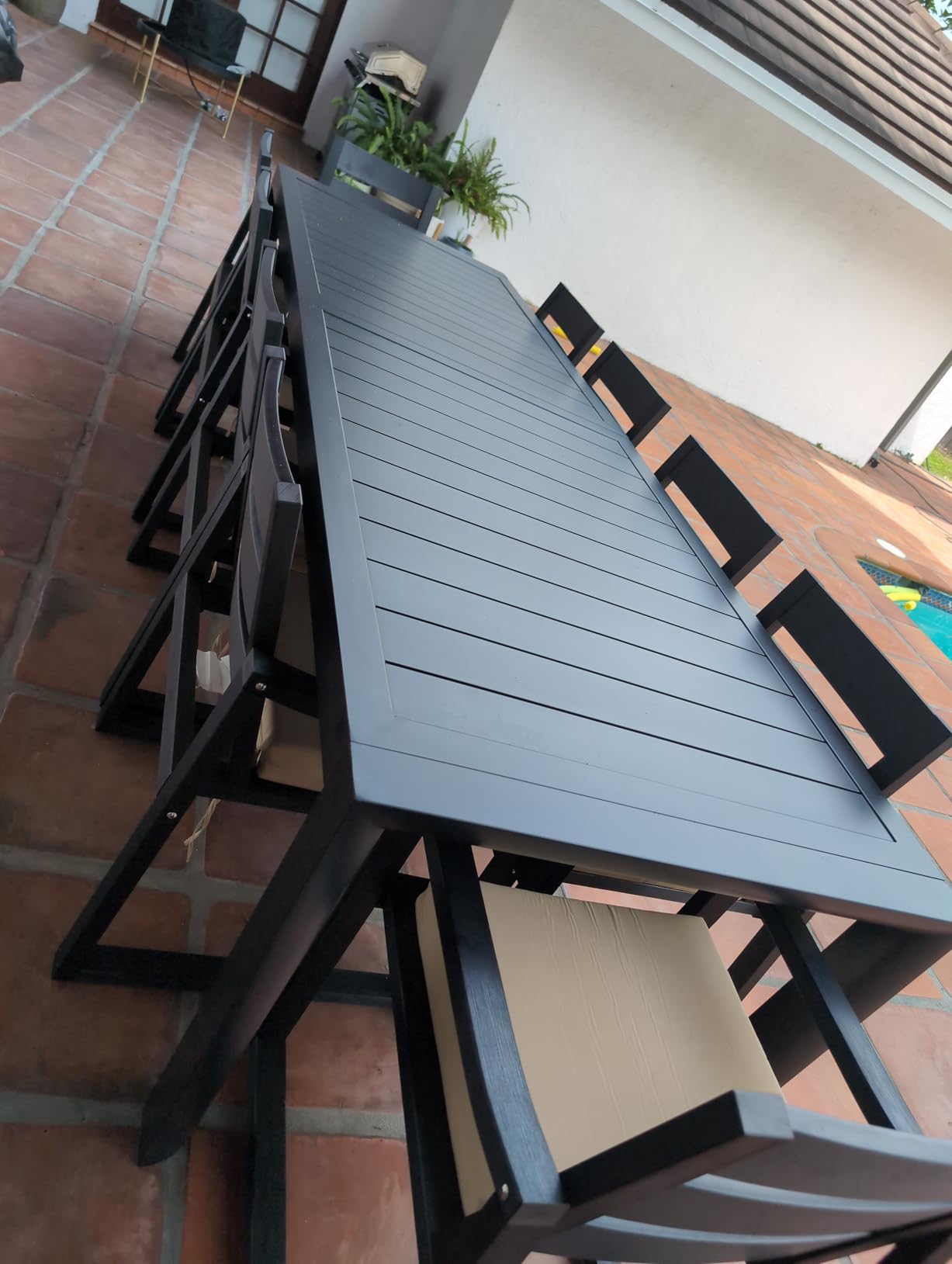 PURPLE LEAF Patio Dining Table for 10, All Aluminum Frame Height Adjustable customer photo 1