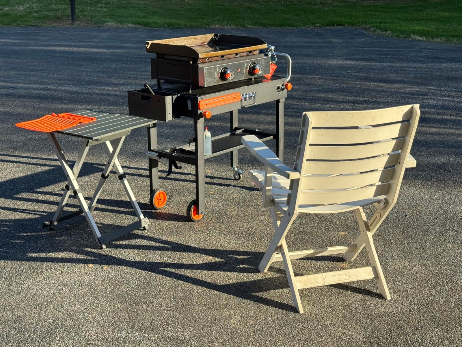 Portable Outdoor Grill Table, Folding Grill Cart with Wheels customer photo 2