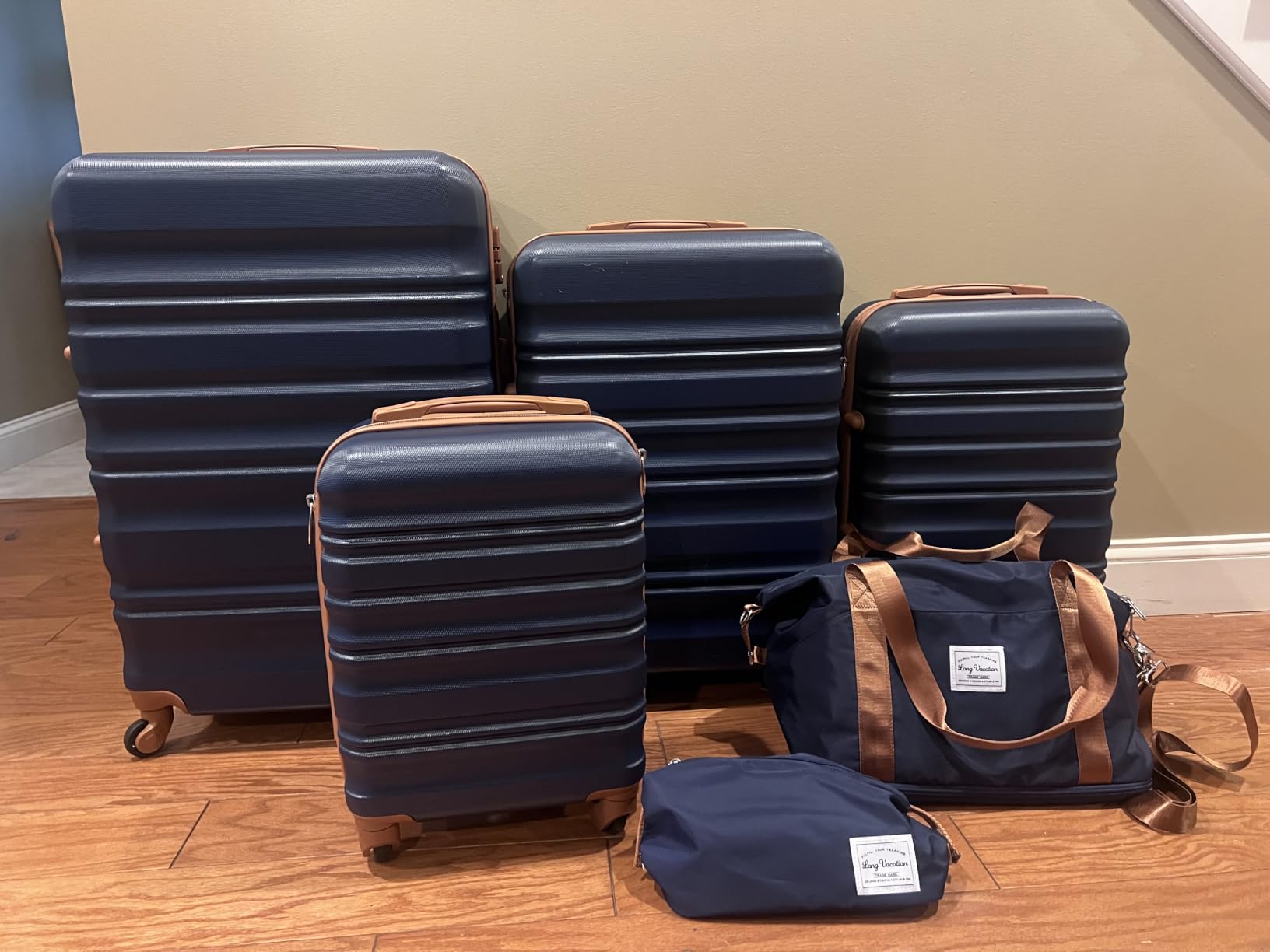 LONG VACATION Luggage Set 6 Piece Luggage ABS hardshell TSA Lock Spinner Wheels Luggage Carry on Suitcase (NAVY, 6 piece set) customer photo 1