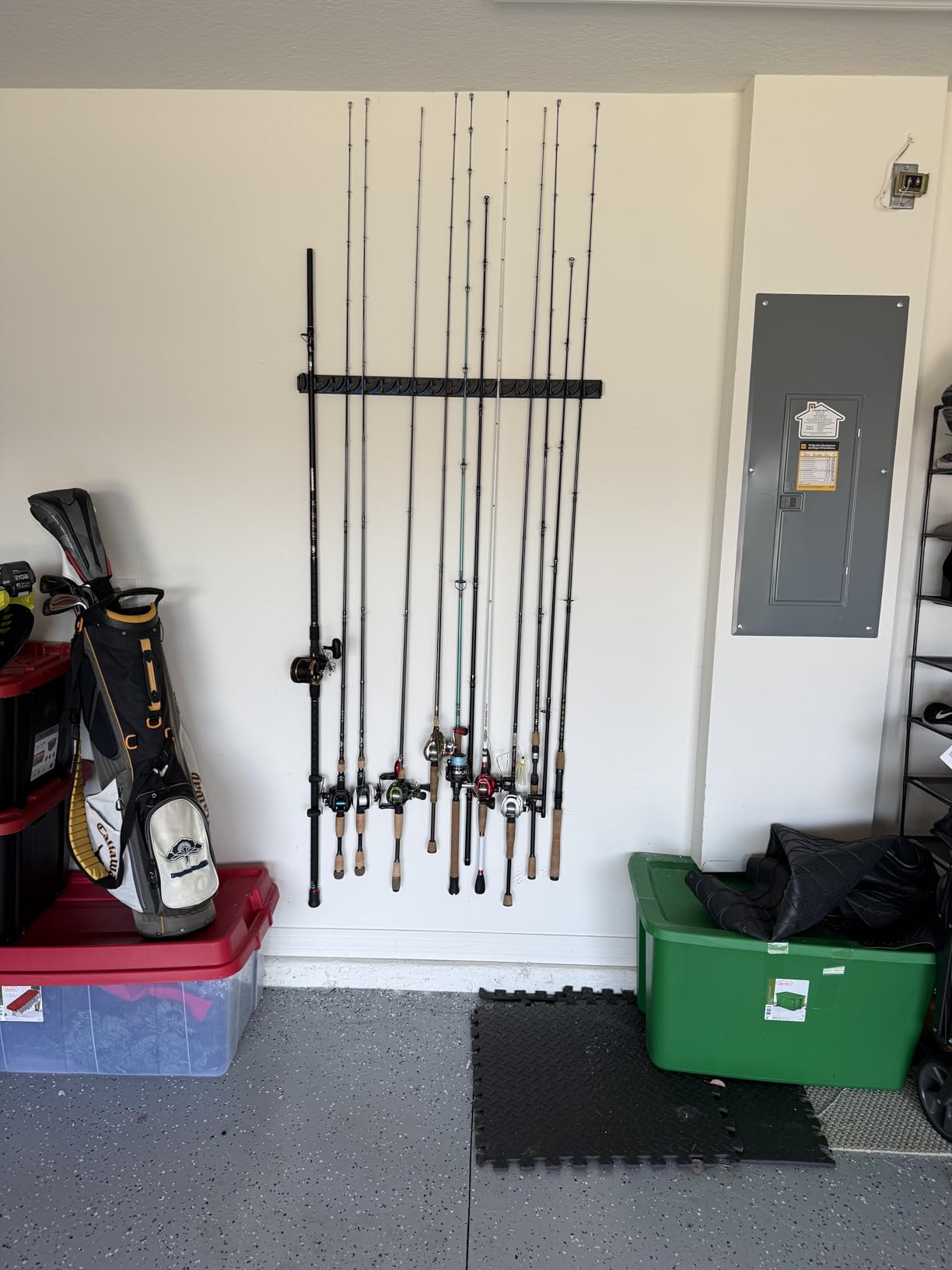 Ghosthorn Fishing Rod Holder for Garage, Wood Floor Pole Rack for Men Gift | 360 Degree Rotation Pole Rack Keeps 16 Rods Tidy, Durable Stable Easy Assembly Fishing Gear Storage Saving Space for Garage & Boat customer photo 1