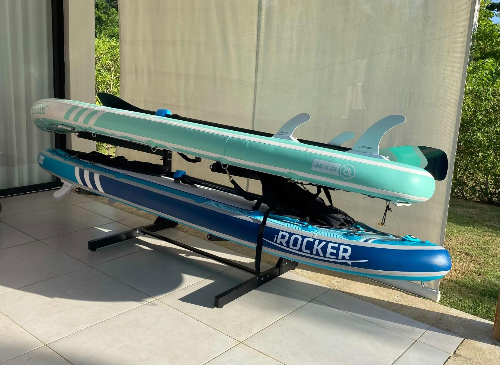Teal Triangle Adjustable Freestanding Kayak Storage Rack, Holds 2 Kayaks customer photo 2