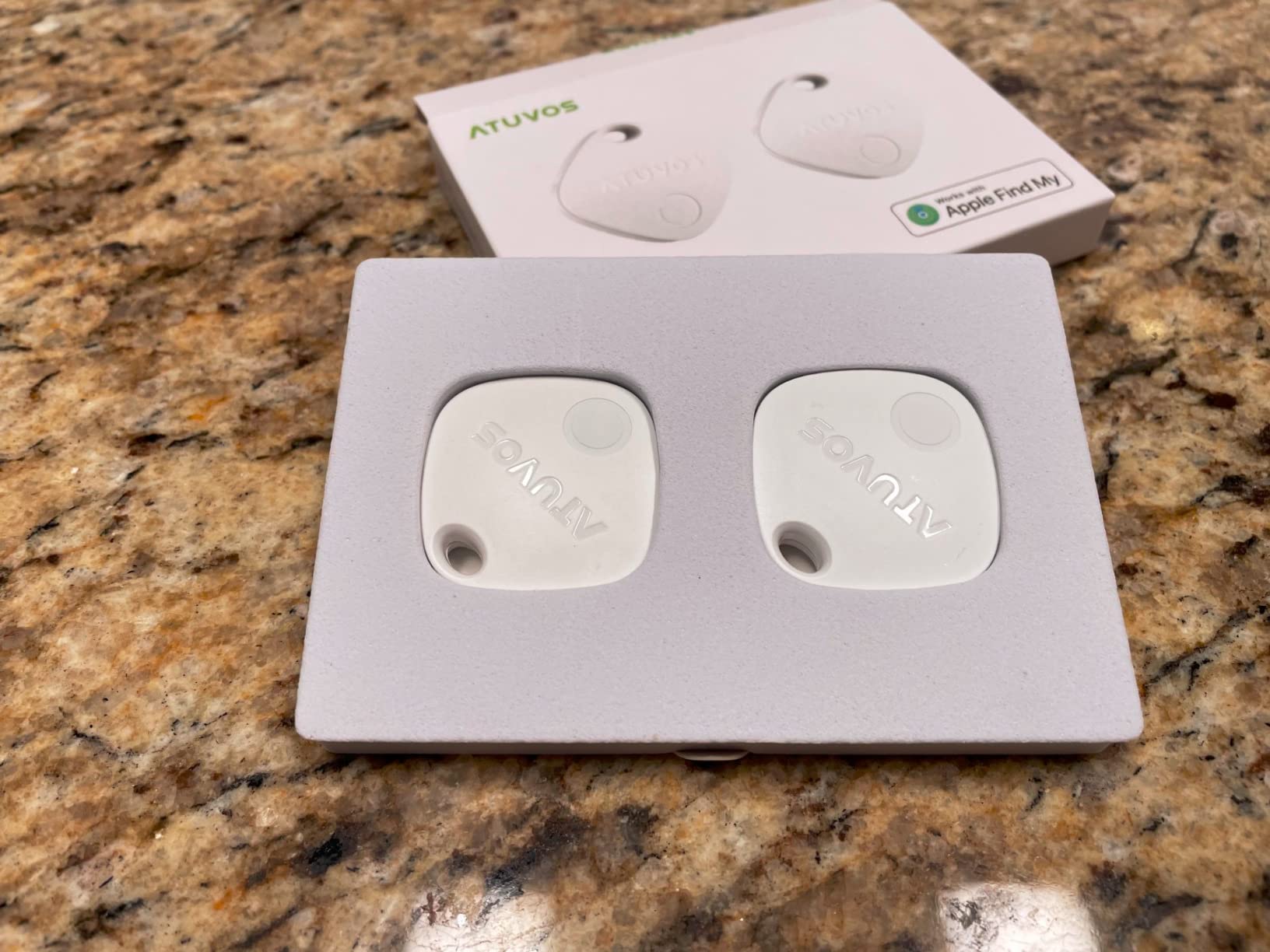 ATUVOS Air Tracker Tags-4 Pack, Bluetooth Luggage Tracker Works with Apple Find My APP (iOS Only, Not for Android), Keys Finder and Item Locator for Luggage, Backpack, Suitcases, Replaceable Battery customer photo 1