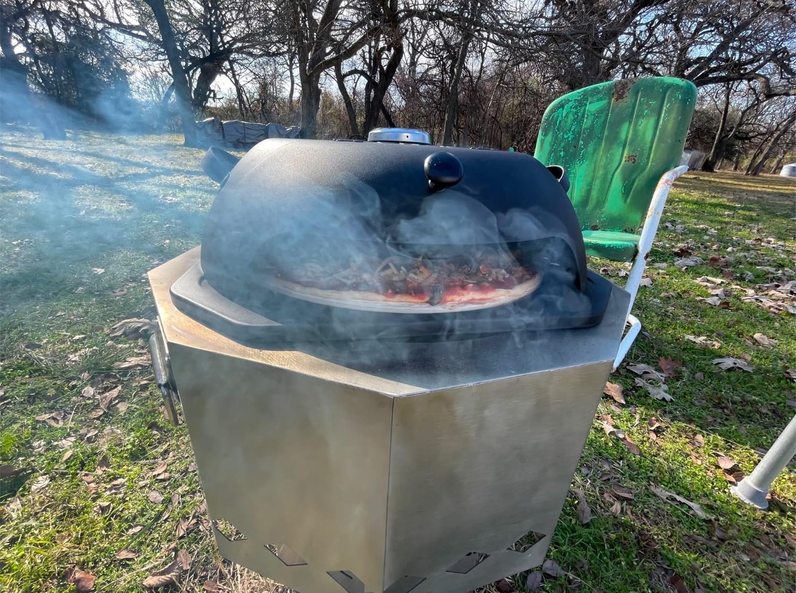 HeatGuard Pro Geras Pizza Oven for Grill - Grill Top Pizza Oven For Outdoor Camping - Pizza Stone, Pizza Peel Kit - Portable Backyard BBQ Pizzas Maker Charcoal, Pellet, Propane Gas Wood Attachment customer photo 2