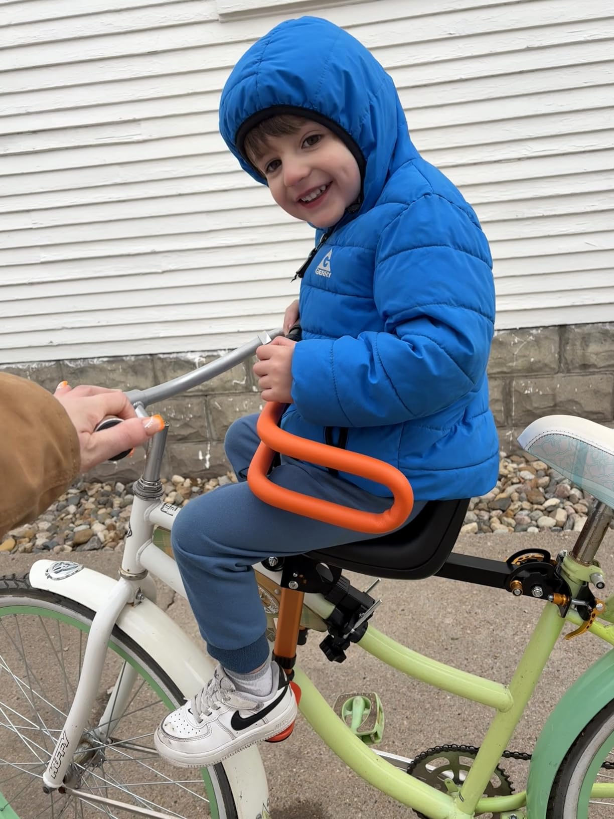 XIEEIX Child Bike Seat, Kids Bike Seat with Guardrail, High Seat Cushion Backrest Mountain Bike Child Bike Seat, Bicycle Child Safety Seat for Children from 1 to 3 Years Old customer photo 2