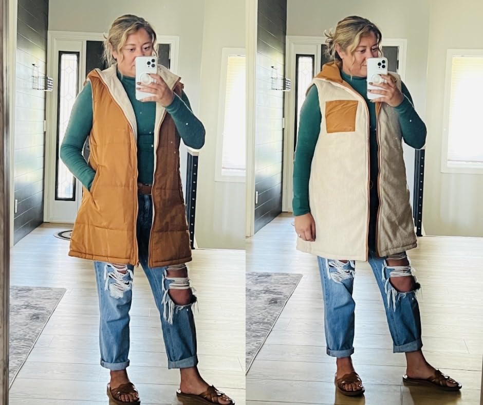 Women's Winter Reversible Fleece Long Vests customer photo 2