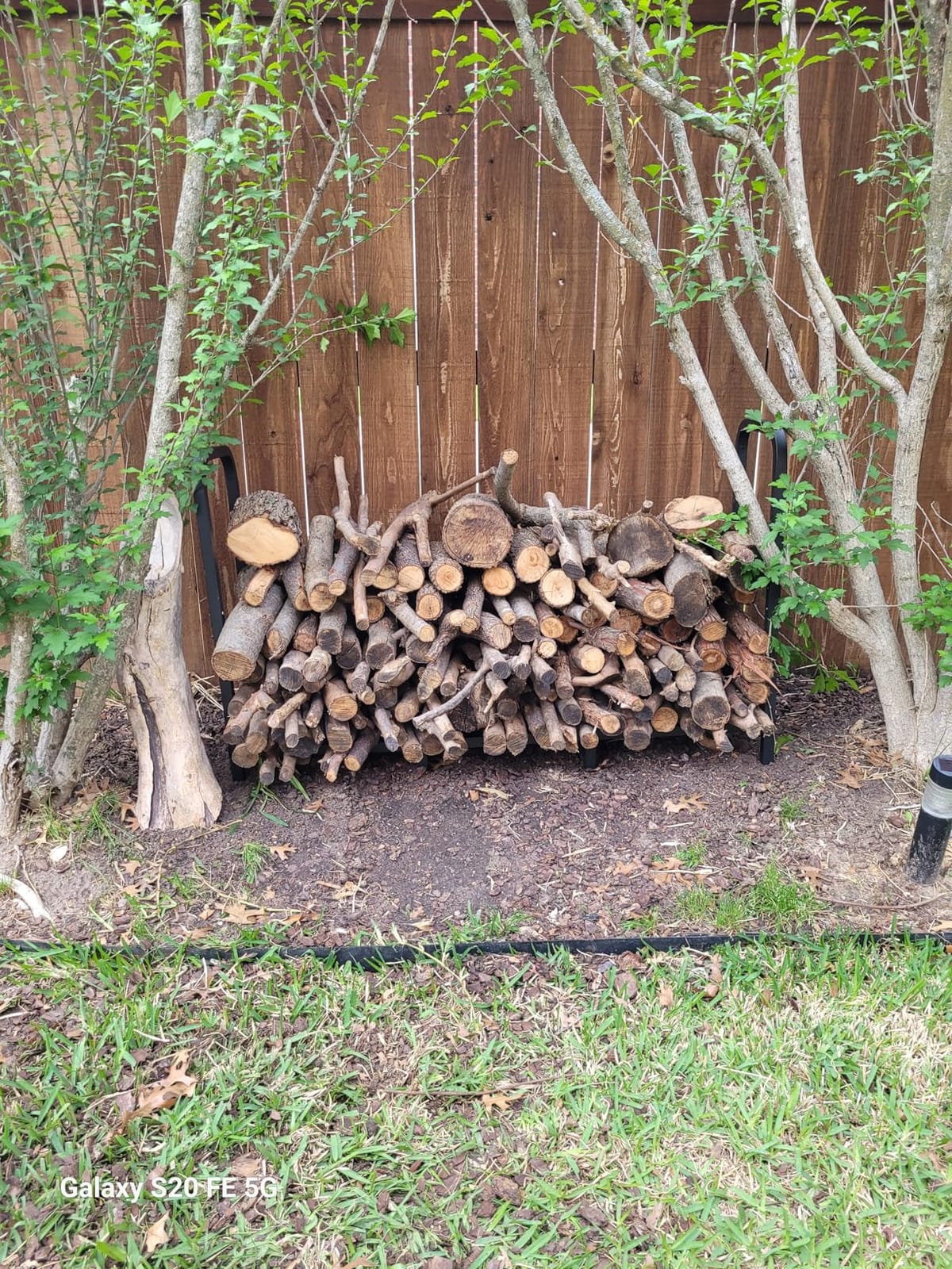 8ft Firewood Rack Holder, Adjustable Heavy Duty Fire Log Stacker Stand for Fireplace, Outdoor Indoor Metal Wood Pile Storage Organizer, Patio Logs Stand tool, Black customer photo 1