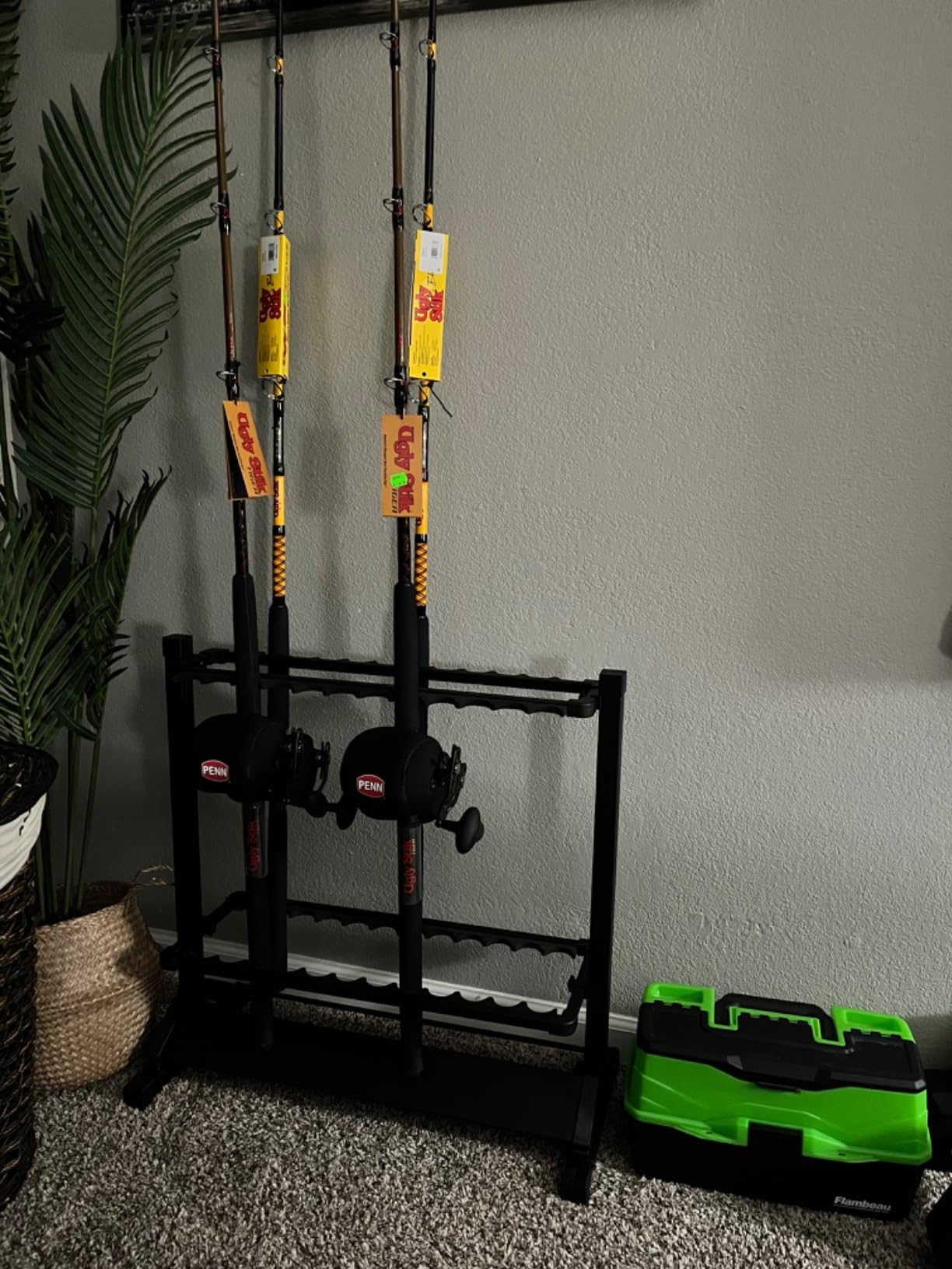 24-Rod Aluminum Fishing Rod Holder, Fishing Pole Holders for Garage (Gray) | Rustproof Fishing Rod Rack with 360 Degree Lockable Wheels, Fits Most Rods & Golf Clubs, Fishing Gifts for Men customer photo 1