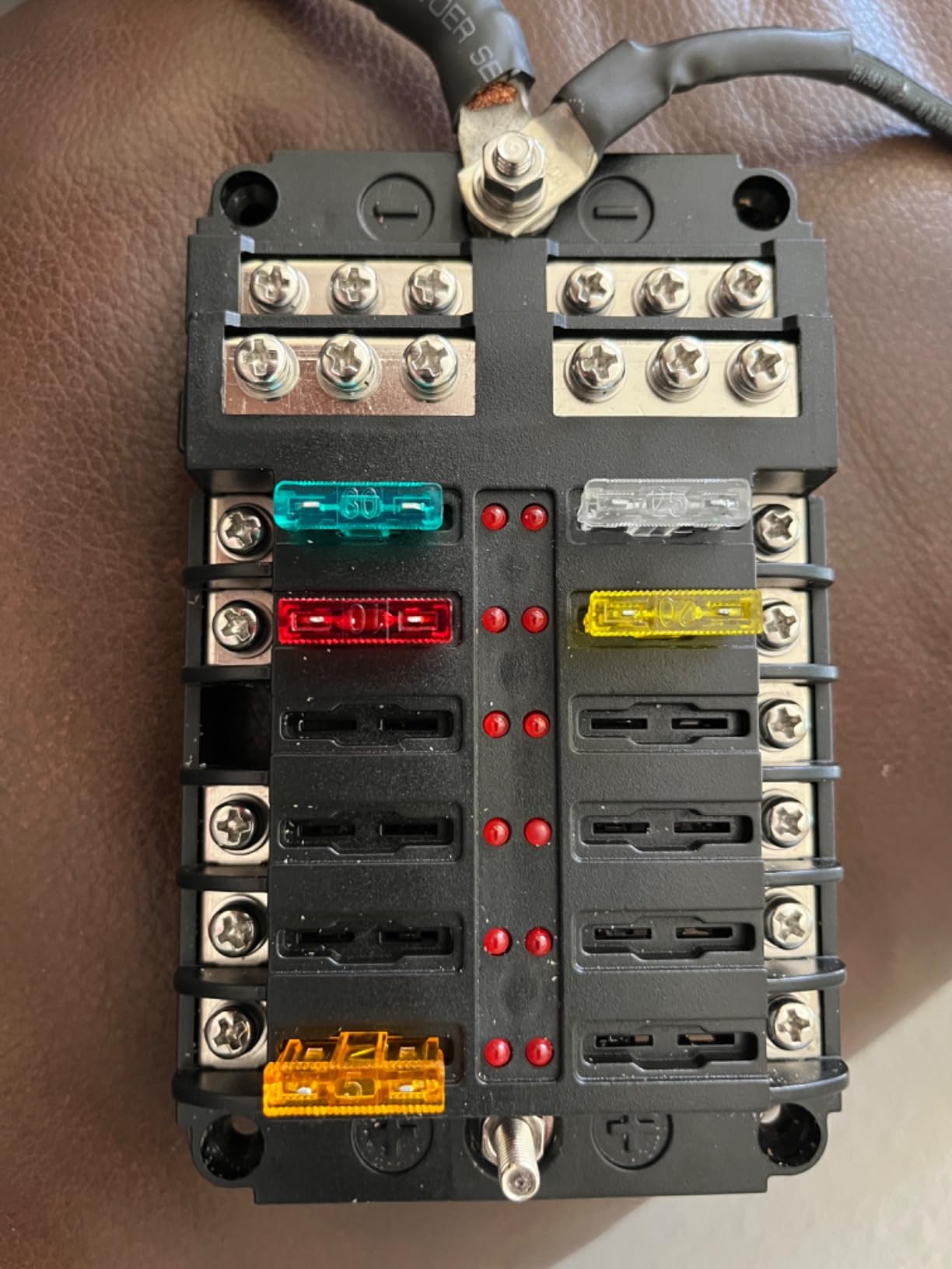 DaierTek 12 Way Fuse Block, 12 Volt Blade Fuse Block with LED Indicator 12 Circuit Fuse Box 12V ATO/ATC Marine Fuse Panel 24V with Waterproof Cover Fuse Terminals for Automotive Boat Car RV customer photo 2