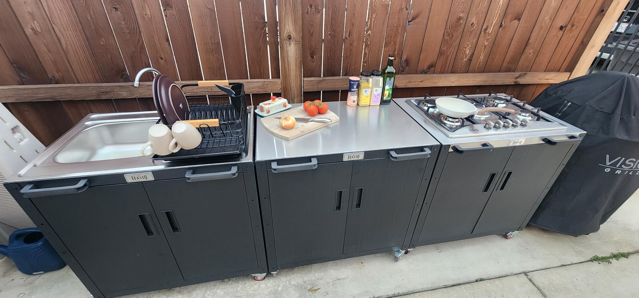 Feasto Modular Outdoor Kitchen Island with Storage and Stainless Steel Top customer photo 2