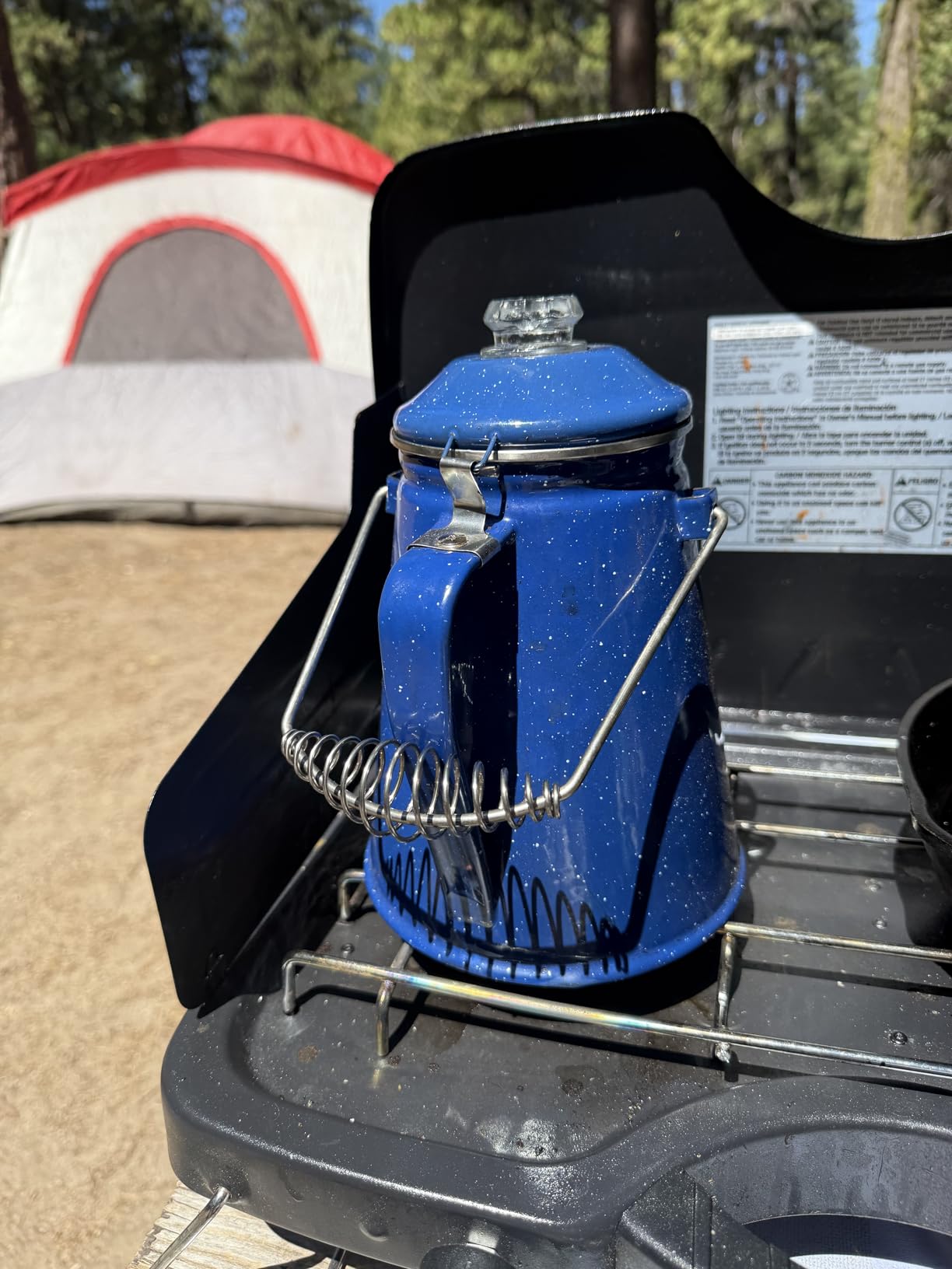 COLETTI Classic Enamel Set Coffee Percolator & Mugs — The Most Nostalgic Camping Coffee Pot, Now Modernized [Blue Enamel, 12 Cup Percolator Coffee Pot & Set of 4 Mugs] customer photo 2