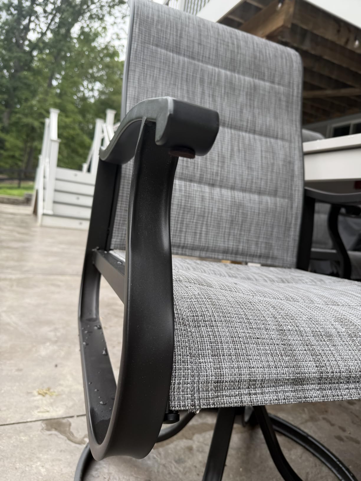 Patio Swivel Chairs Set of 2, Outdoor Rocking Dining Chairs with High Back customer photo 2