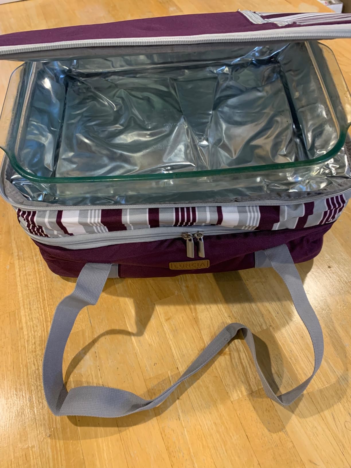 LUNCIA Insulated Single Decker Casserole Carrier, Lasagna Lugger Tote Keeps Food Hot or Cold, Thermal Lunch Bag for Potluck Parties, Picnic and Cookouts, Fits 9