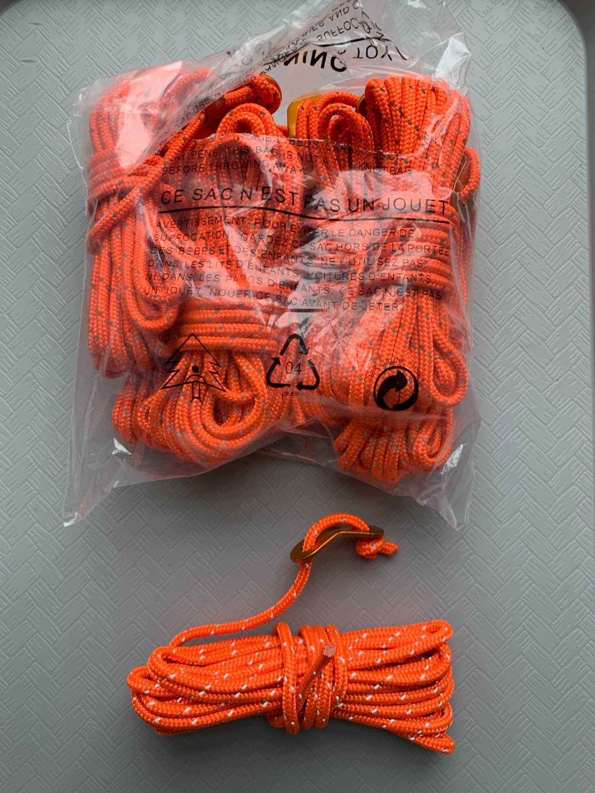 Smithok 8 Pack High-Reflective Guy Lines 4mm Tent Cords with Aluminum Adjuster Tensioner (Orange) customer photo 1