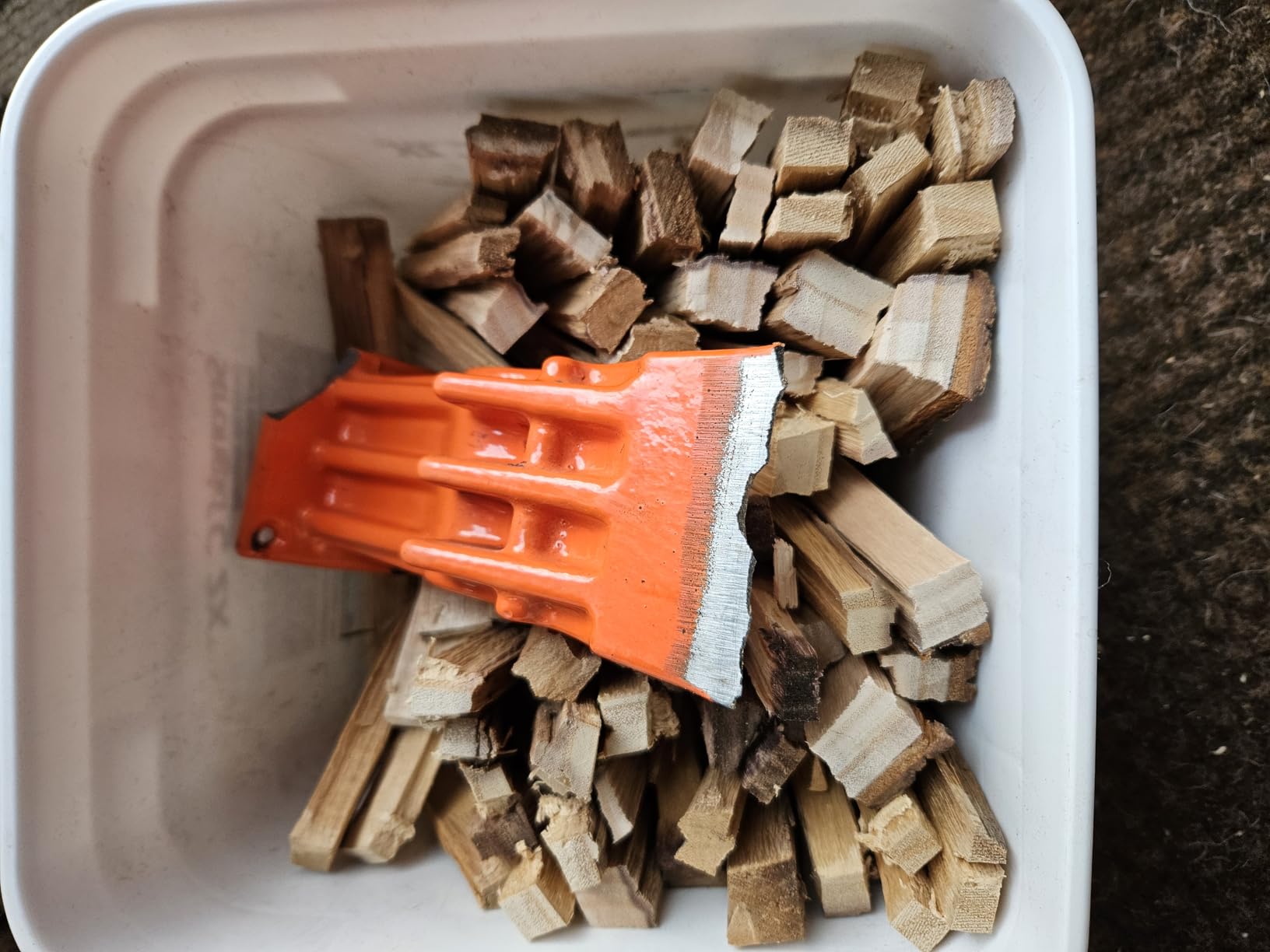 SPEED FORCE Firewood Kindling Log Wood Splitter – No Axe! Wedge Point Splits Firewood, 6 Inch Orange with Safety Cover, Safety Guard Available customer photo 2