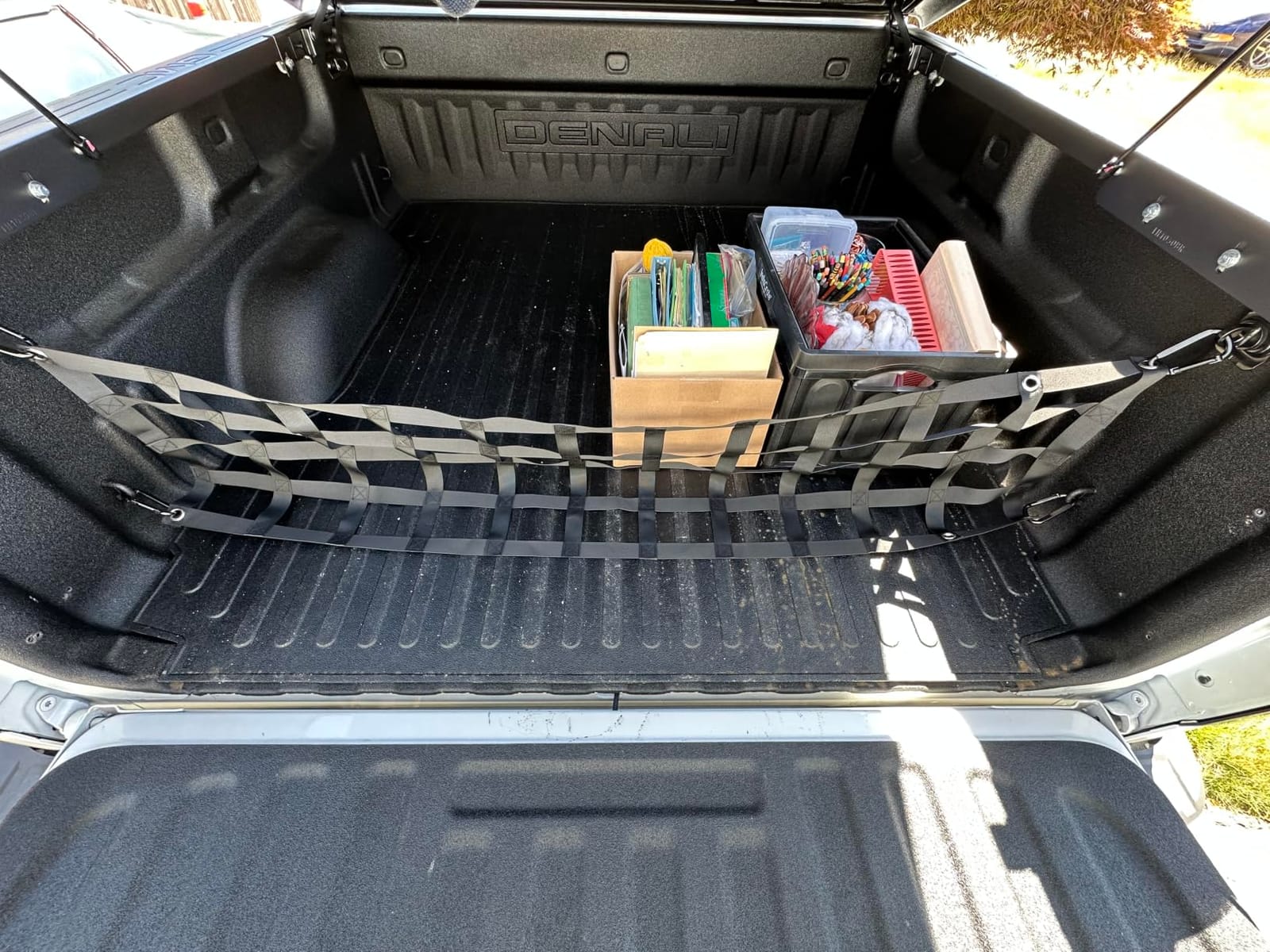 Heavy Duty Tailgate Net for Truck Bed 60'' x 18'' - Made from UV-Resistant Polyester, Complete Accessories - Fit for Full Size Truck, Pickup. Easy-to-use Tailgate Cargo Netting (Black) customer photo 1