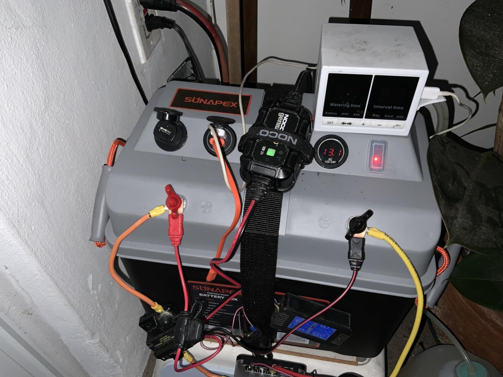 SUNAPEX Trolling Motor Smart Battery Box 12V/24V Marine Power Center | 16A Overload Switch | Dual USB 5V 2.1A | Digital Voltmeter | Built-In Light | Fits Group 24/27/31 Batteries customer photo 2