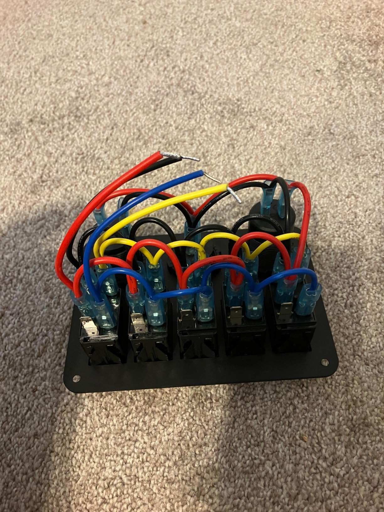 Marine Boat Switch Panel Waterproof, 5 Gang Marine Rocker Switch Aluminum Panel with 3 Port 66W 12V USB Outlet Car Charger, 150W Cigarette Lighter Socket and Blue LED Voltmeter for Truck Car RV, etc. customer photo 1