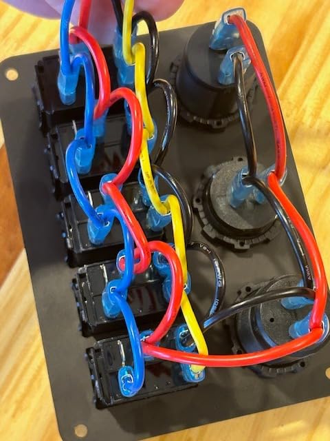 Marine Boat Switch Panel Waterproof, 5 Gang Marine Rocker Switch Aluminum Panel with 3 Port 66W 12V USB Outlet Car Charger, 150W Cigarette Lighter Socket and Blue LED Voltmeter for Truck Car RV, etc. customer photo 2