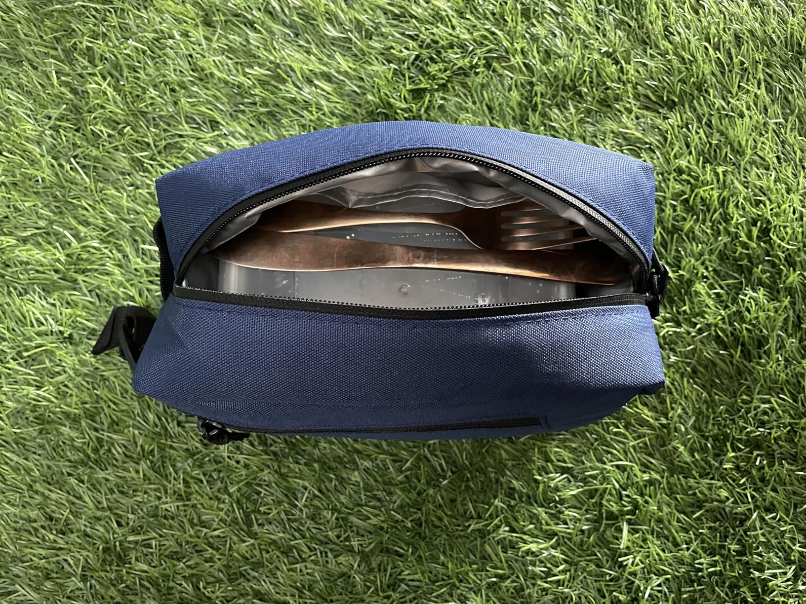 MIER Small Freezable Snack Bags Mini Cooler with 2 Gel Packs, Dark Blue customer photo 2