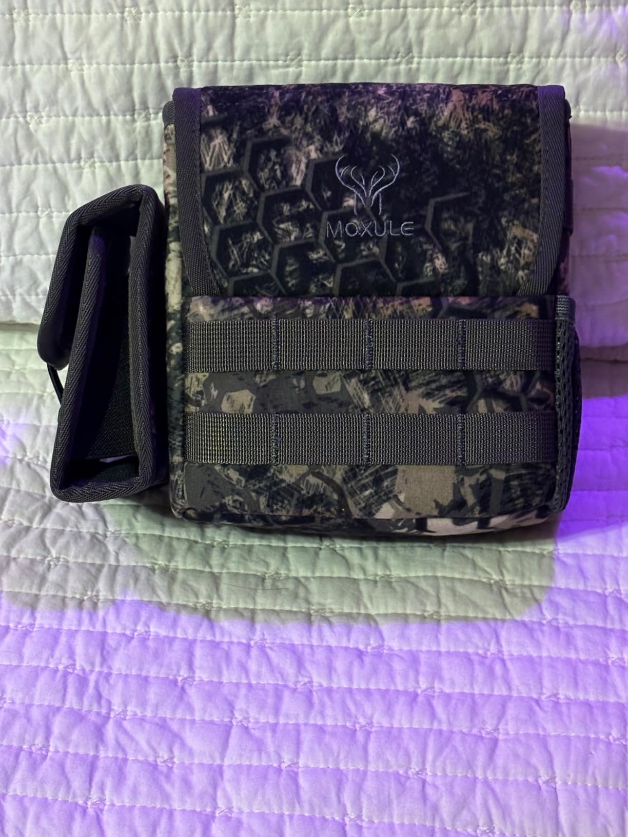 MOXULE Binocular Harness Chest Pack - Rangefinder Pouch for Hunting Camo | Silent one-handed access, bino case with rain cover and removable pouch, MOLLE webbing for birdwatching and hiking customer photo 2