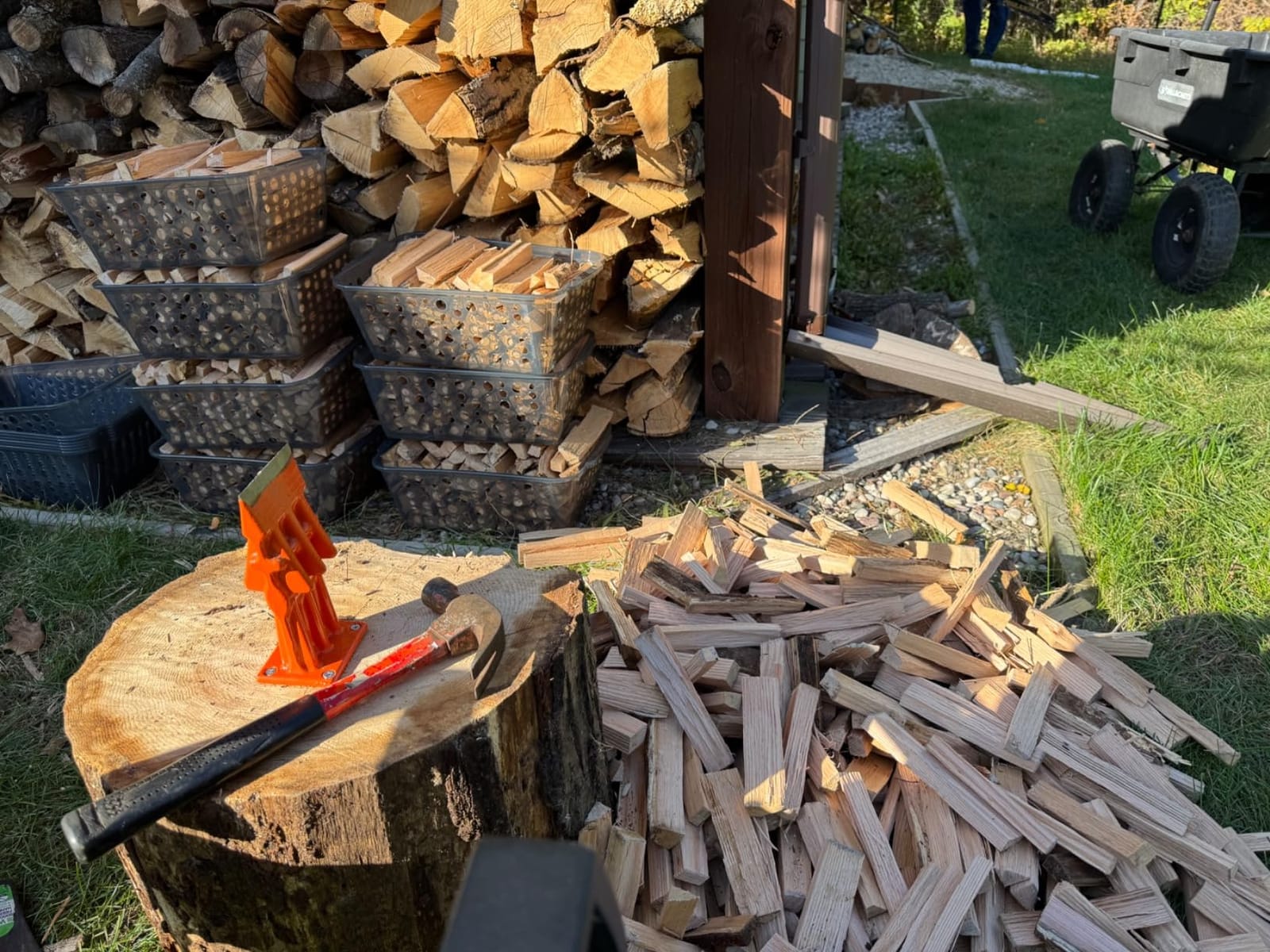 SPEED FORCE Firewood Kindling Log Wood Splitter – No Axe! Wedge Point Splits Firewood, 3 Inch Green with Safety Cover customer photo 2