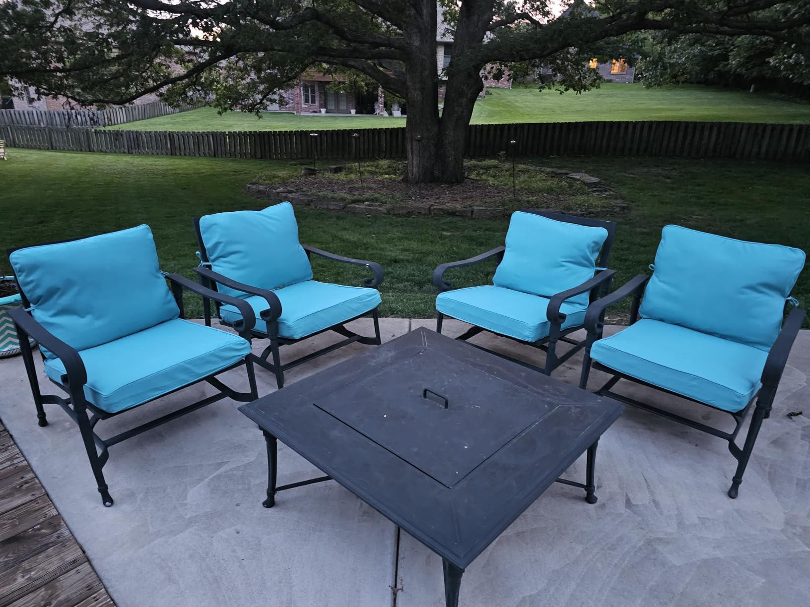 Olefin Deep Seat Cushion Set of 2, Water Resistant Patio Teal 24x24x4 customer photo 1