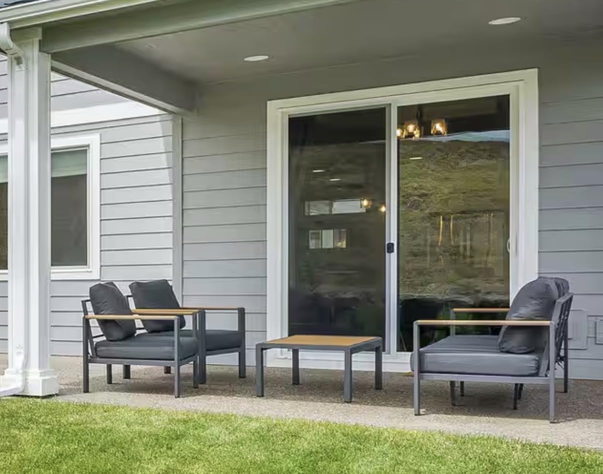 Aluminum Outdoor Patio Furniture, 3 Seats All-Weather Outdoor Patio Sofa with Washable Thick Cushion, Patio Sofa Couch for Porch, Balcony, Deck, Yard, Gray customer photo 1