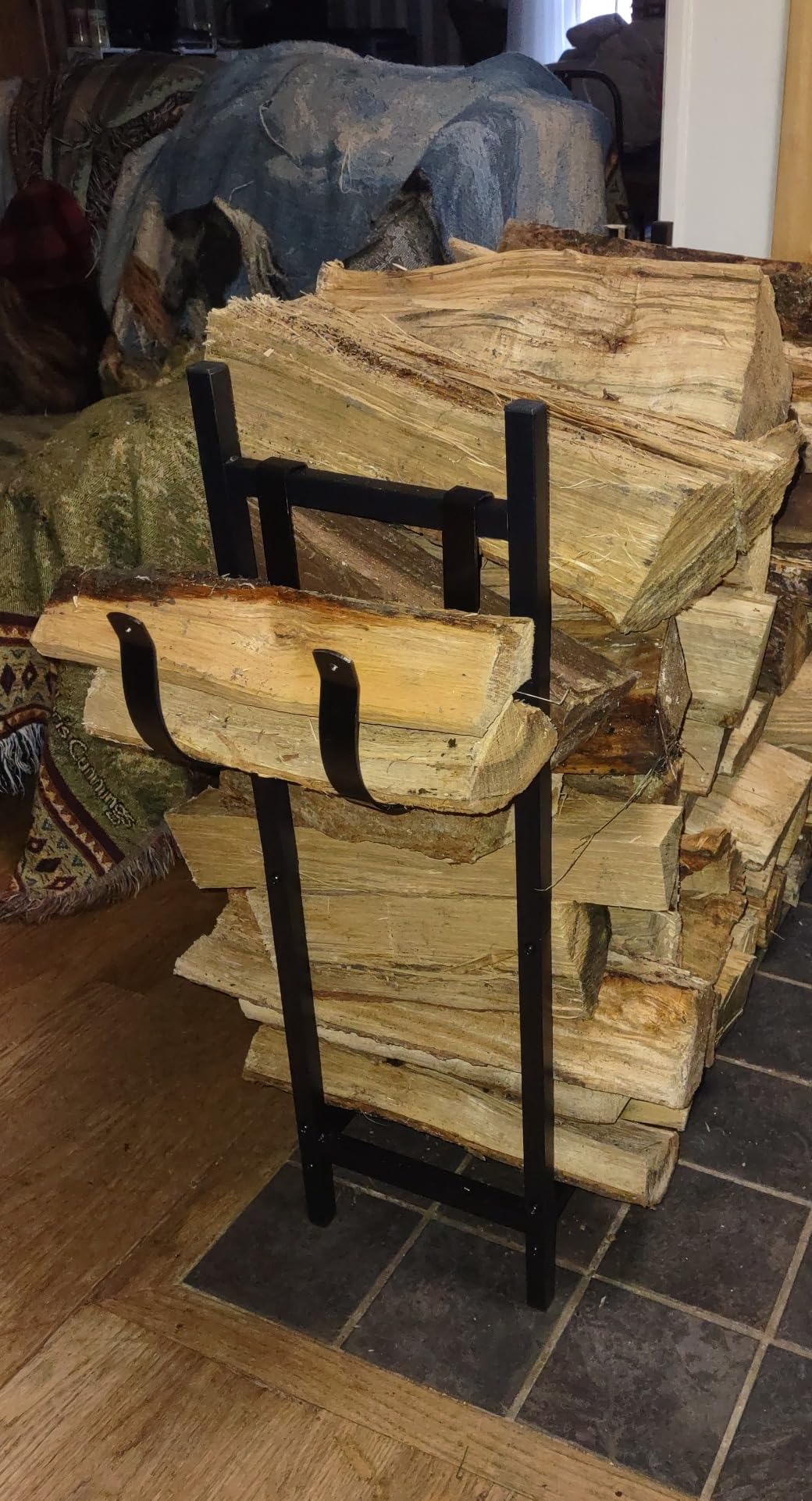 4FT Outdoor Firewood Rack, Wood Storage with 600D Waterproof Oxford Cover Heavy Duty 8 Legs Firewood Log Holder Indoor with Log Carrier, Gloves, and Kindling Hooks for Fireplace Patio Deck Wood Rack customer photo 2