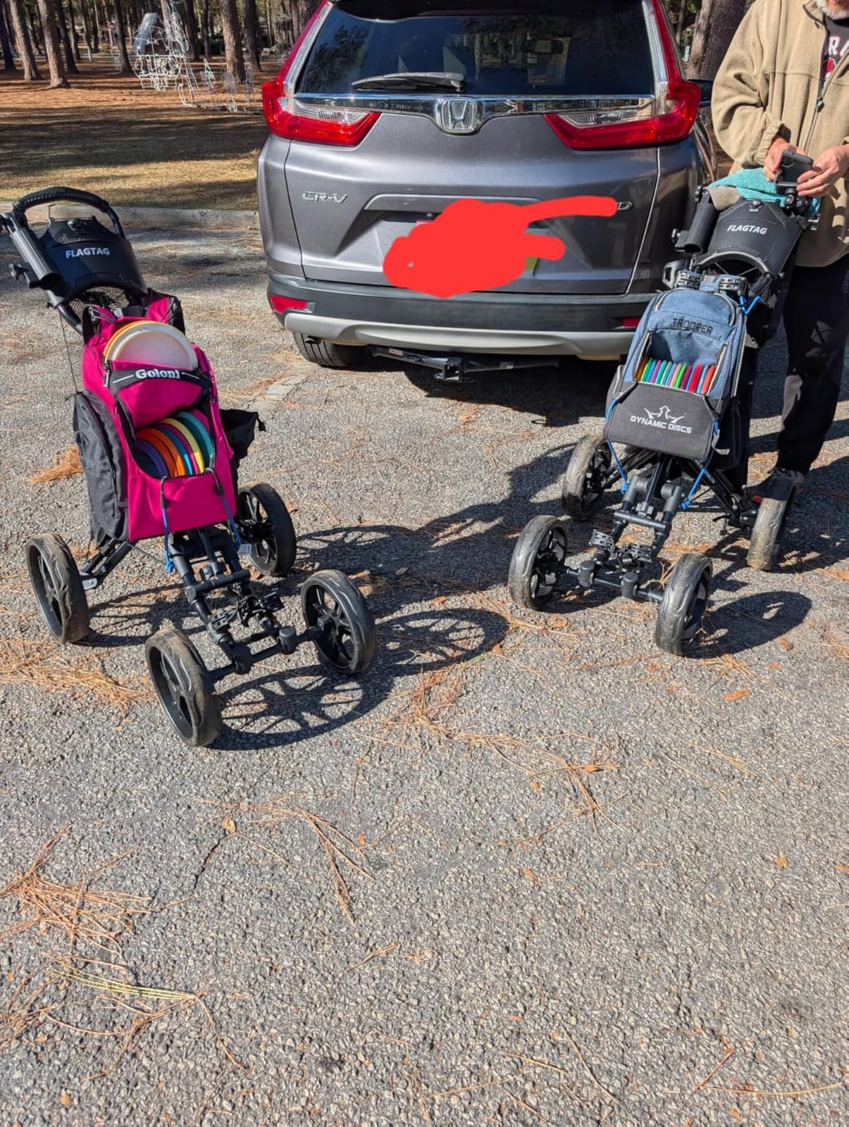 FLAGTAG Golf Push Cart 4-Wheels,Folding Golf Cart, Golf Pull cart with Cup Holder,Umbrella Holder,Cooler Bag, Foldable with one-Click,Handle Height Adjustable,Drink Holder,Walking Push cart customer photo 1