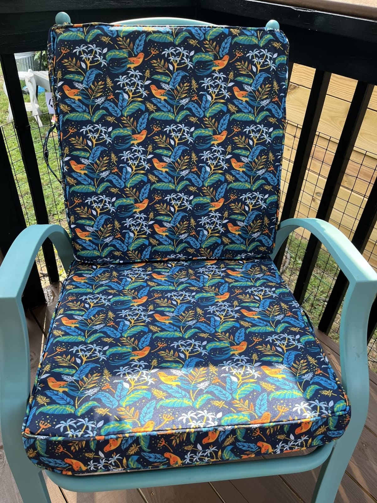 IPYNBAP Outdoor Chair Cushions Set of 4 -Waterproof Outdoor Seat Cushions for Patio Furniture, Patio Chair Cushion with Handle and Ties, Out Door Chair Pads,19x19x3-Square, Teal customer photo 2
