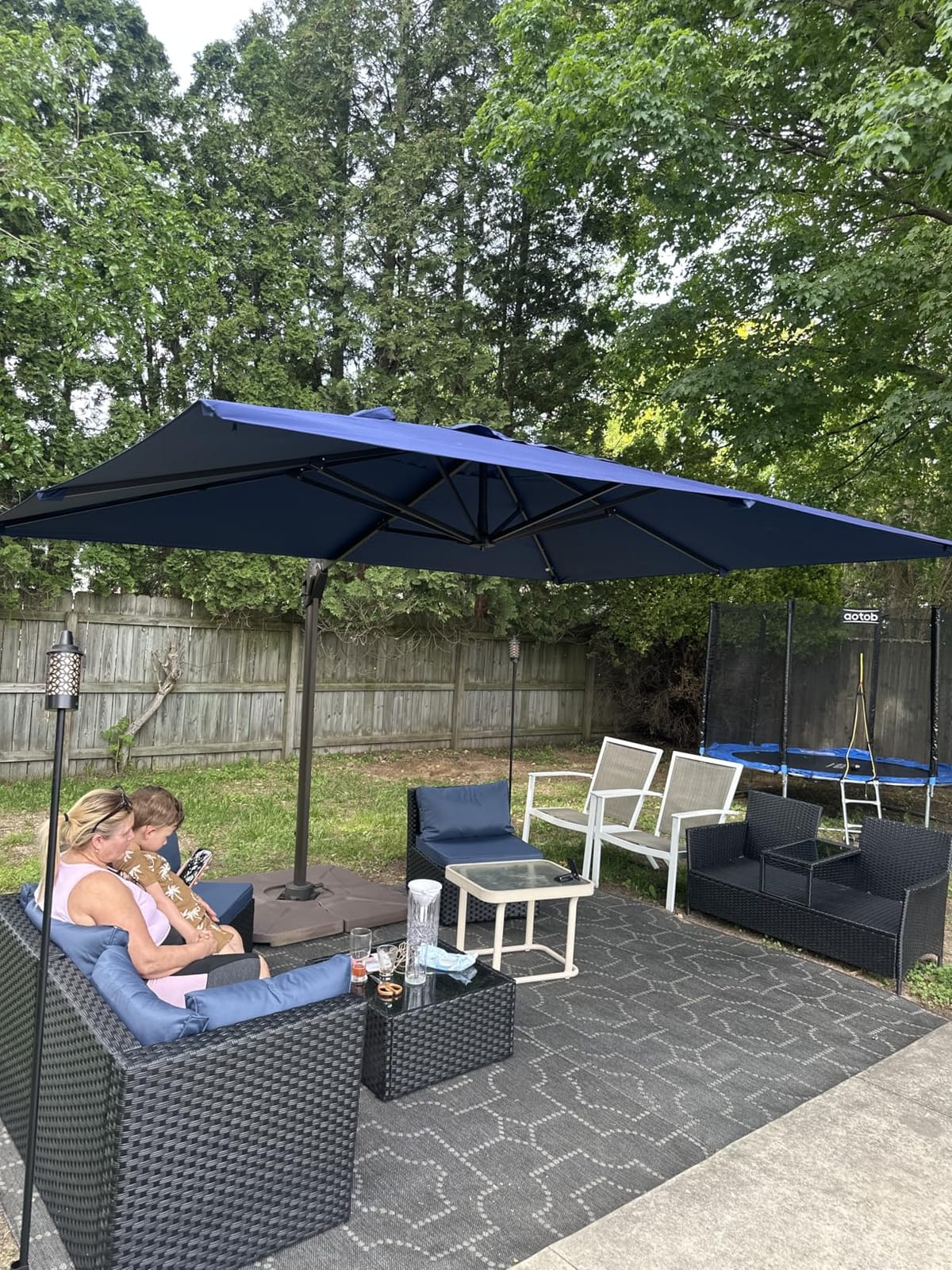 9' X 12' Cantilever Patio Umbrella Rectangular Outdoor Umbrellas | Heavy Duty Aluminum Frame, Waterproof Canopy, 7 Tilts Adjustable, 360° Rotation customer photo 2