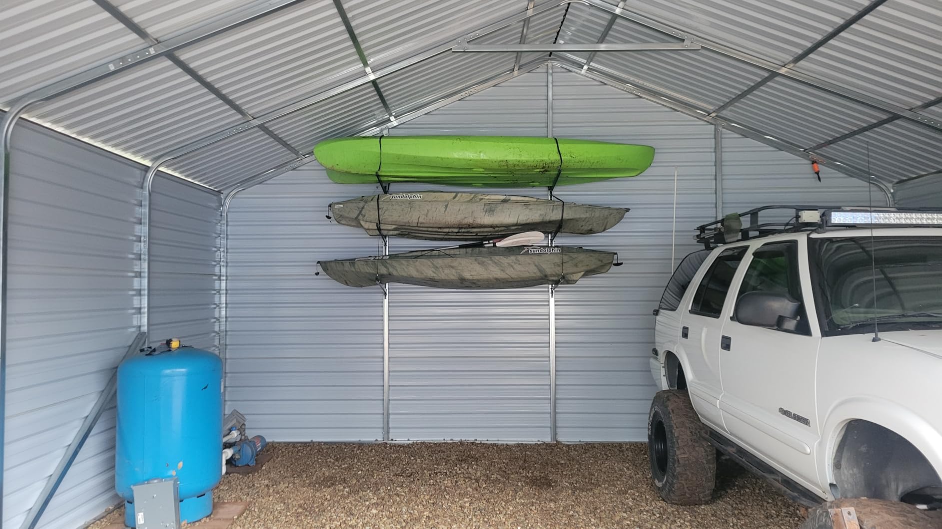 Kayak Storage Rack, Heavy Duty Freestanding Kayak Rack for Garage and Outdoor Storage, Kayak Stand Adjustable for Kayak, Canoe, Surfboard and Paddle Board, 4-Layer customer photo 1