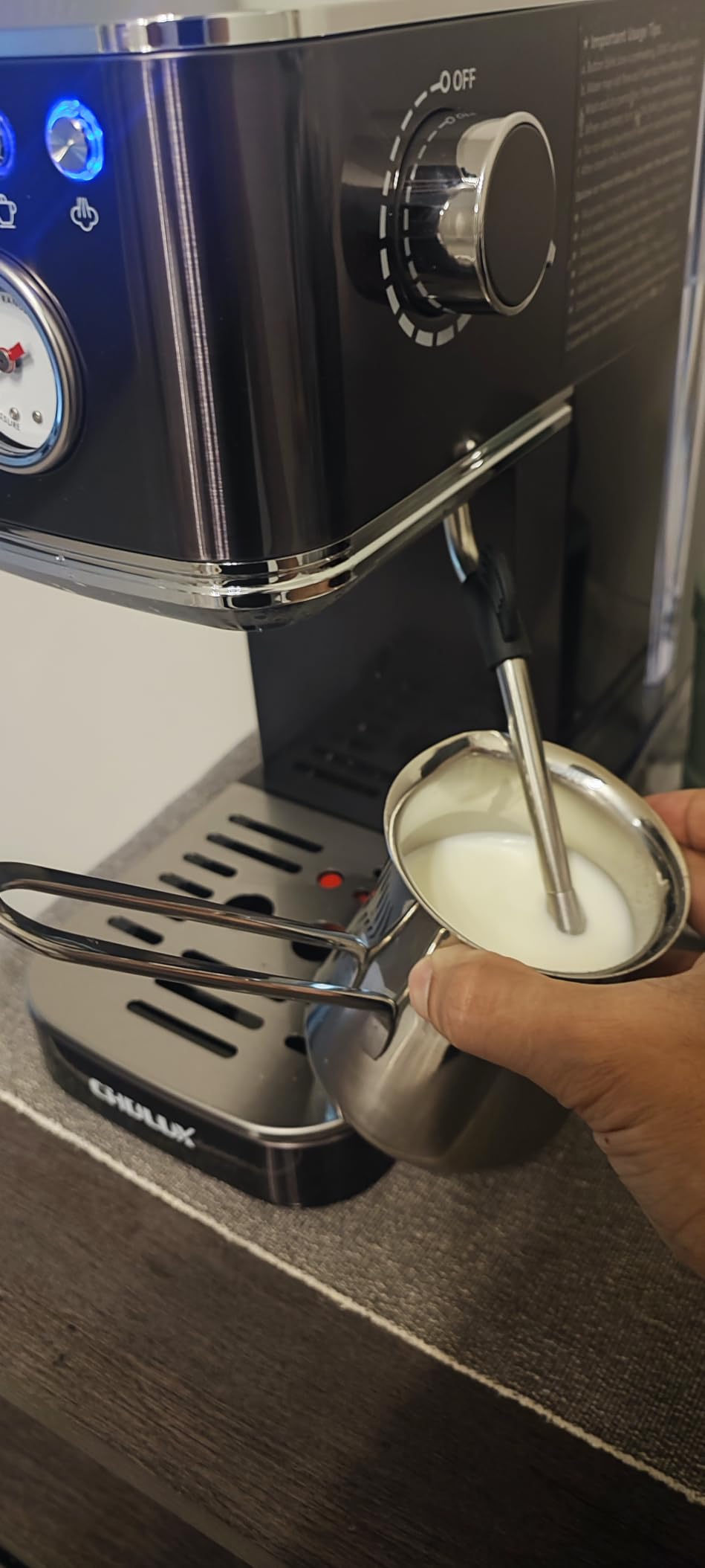 CHULUX Slim Espresso Machine with Milk Frother for Home Cappuccino, Creamy customer photo 2