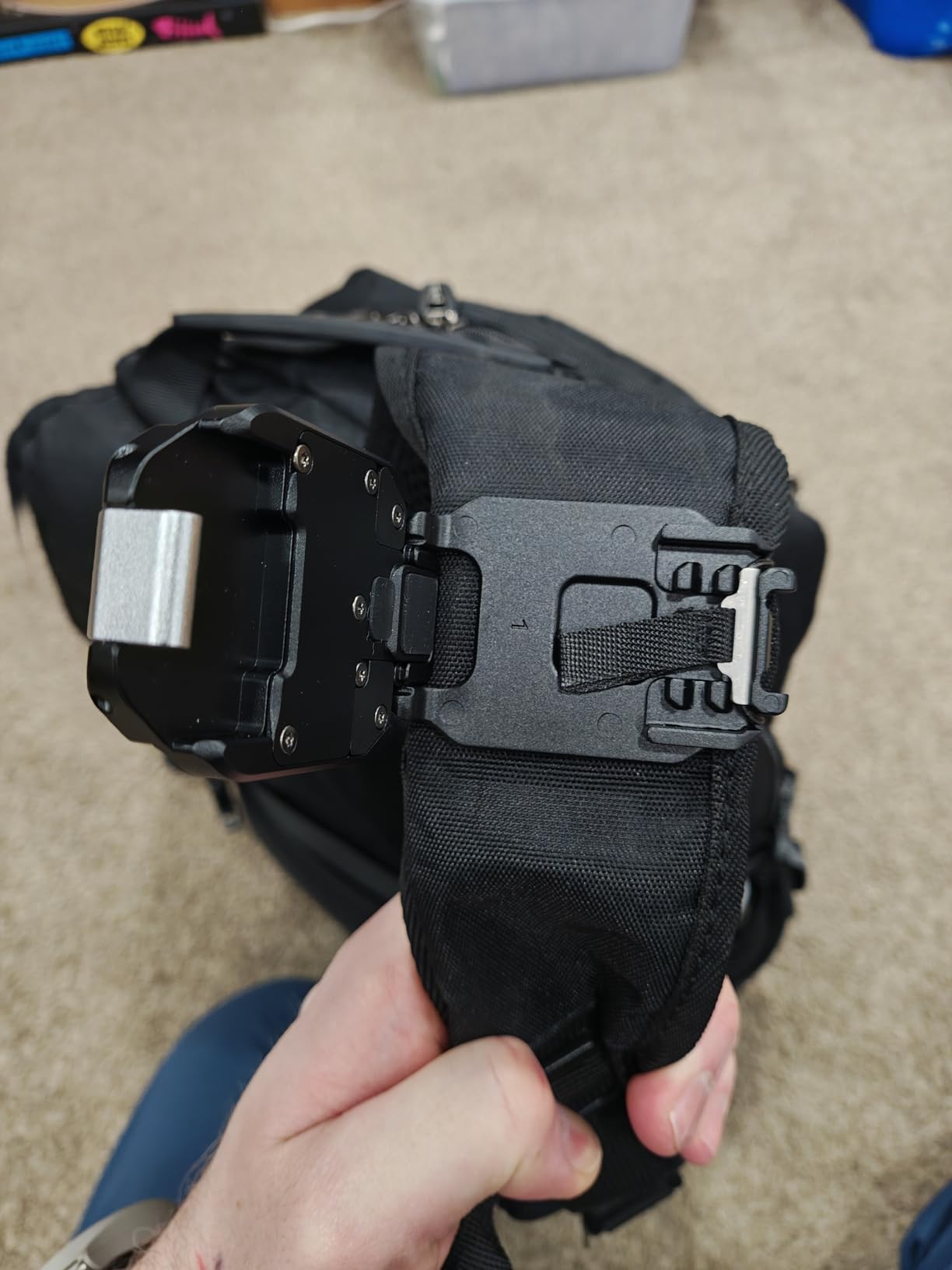 FALCAM F38 Quick Release Backpack Camera Clip V2, with Dyneema Strap, 30kg | Arca-Swiss Quick Release, Belt & Strap Mount for DSLR Action Mirrorless - Black customer photo 1