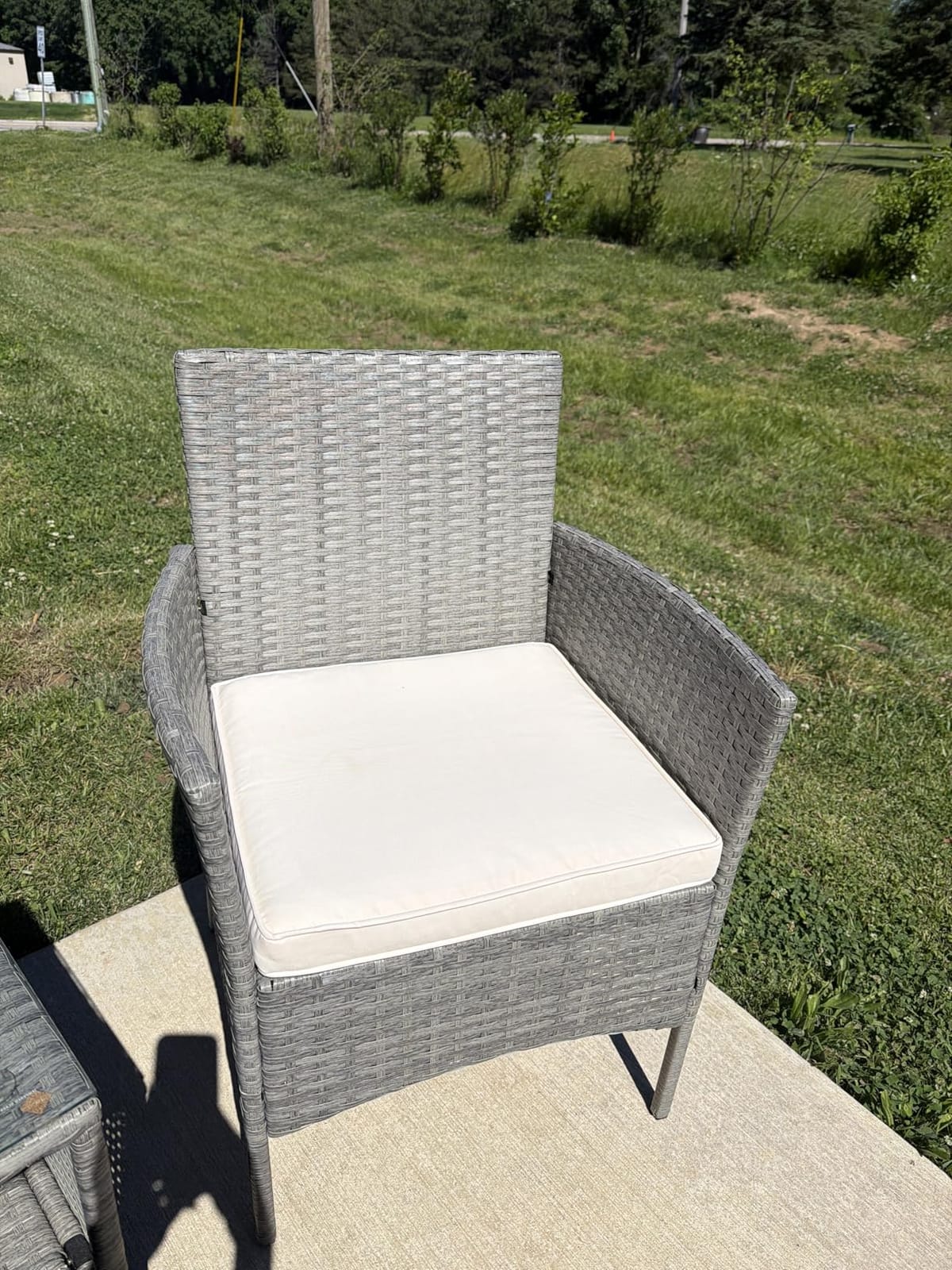 Best Choice Products 3-Piece Outdoor Wicker Conversation Bistro Set, Space Saving Patio Furniture for Garden w/Side Table - Gray/Pastel Blue customer photo 1
