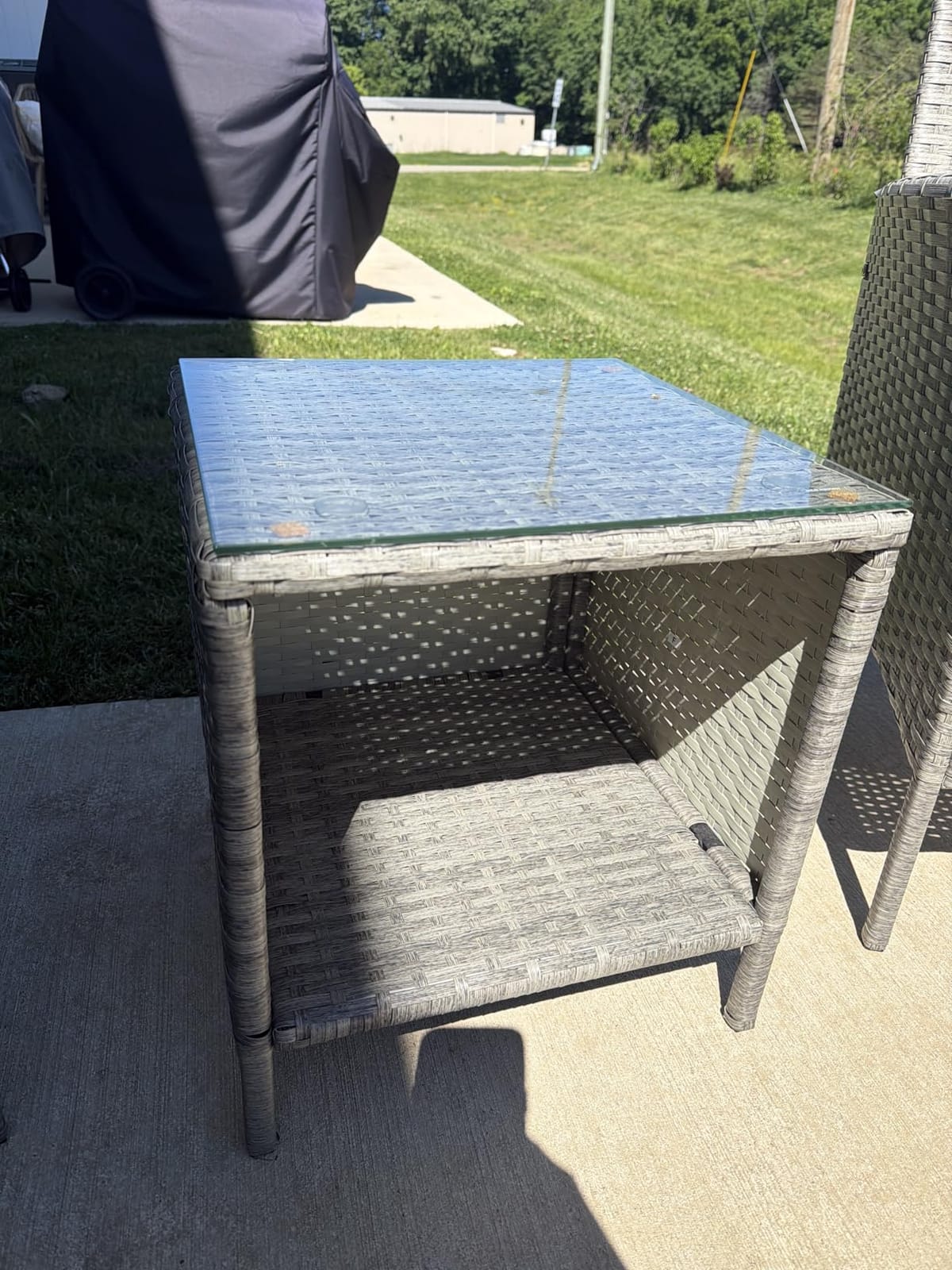 Best Choice Products 3-Piece Outdoor Wicker Conversation Bistro Set, Space Saving Patio Furniture for Garden w/Side Table - Gray/Pastel Blue customer photo 2