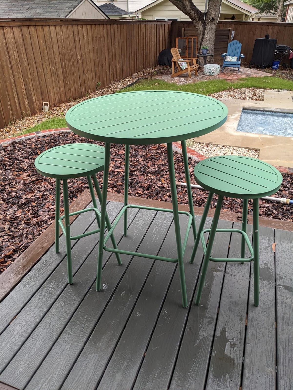 Best Choice Products 3-Piece Patio Dining Set, Bar Height, Outdoor Bistro Set, Outdoor Round Bar Table w/ 2 Bar Stools, Steel - Black customer photo 1