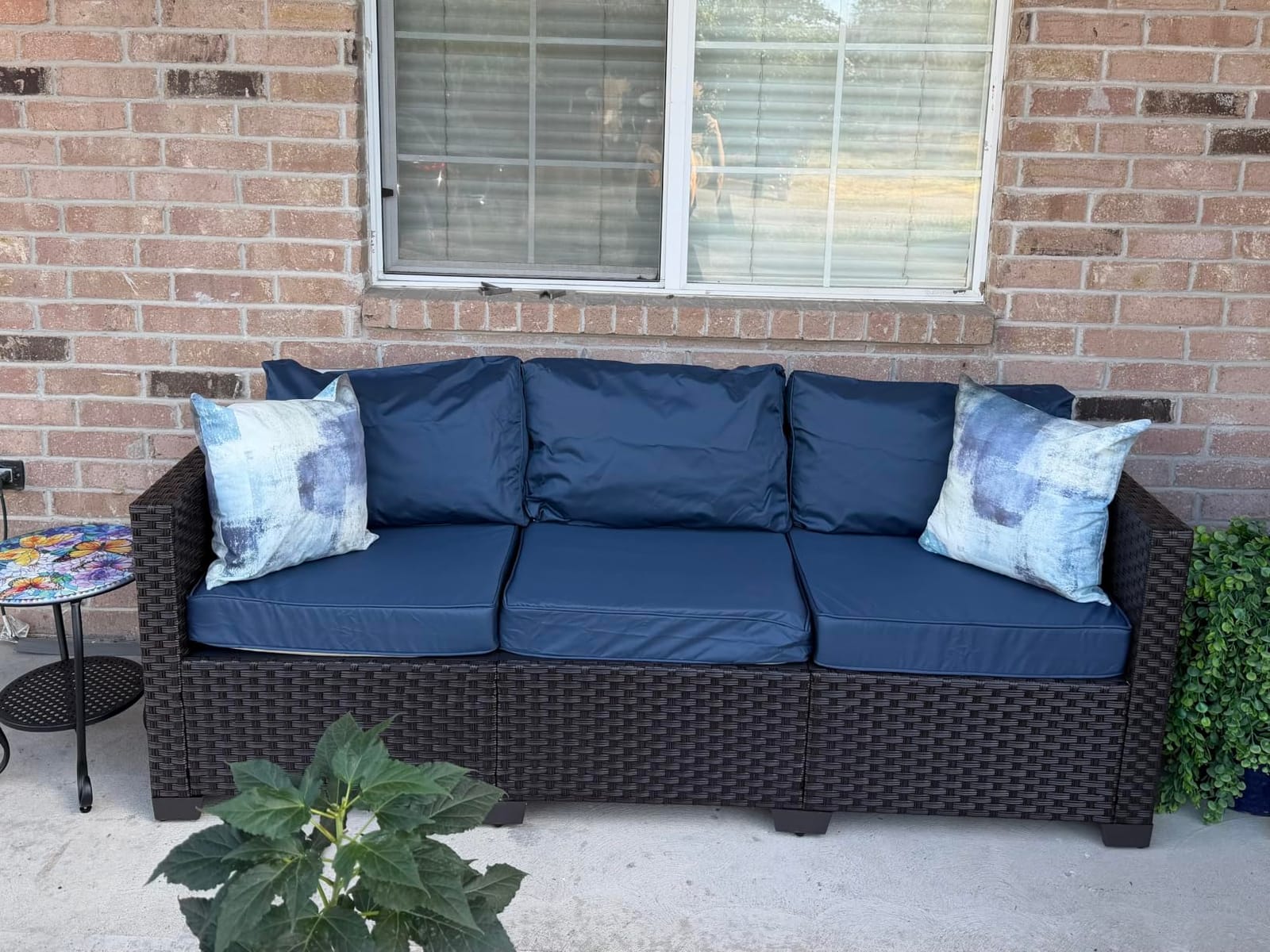 Oasishine Patio Furniture 3-seat Sofa Wicker Outdoor Furniture Outdoor Couch Deep Seat Hight Backrest Non-Slip Cushions, Khaki customer photo 2