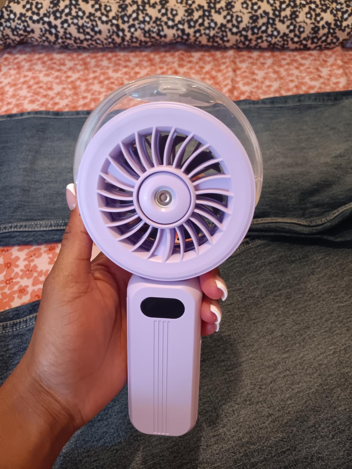 Otlonpe Handheld Misting Fan Portable, Powerful High Speed, Small Personal Rechargeable Cooling Mister Fan Water Spray Mist, 4000mAh Battery Operated for Travel Indoor Outdoor Hand Desk (Black) customer photo 2