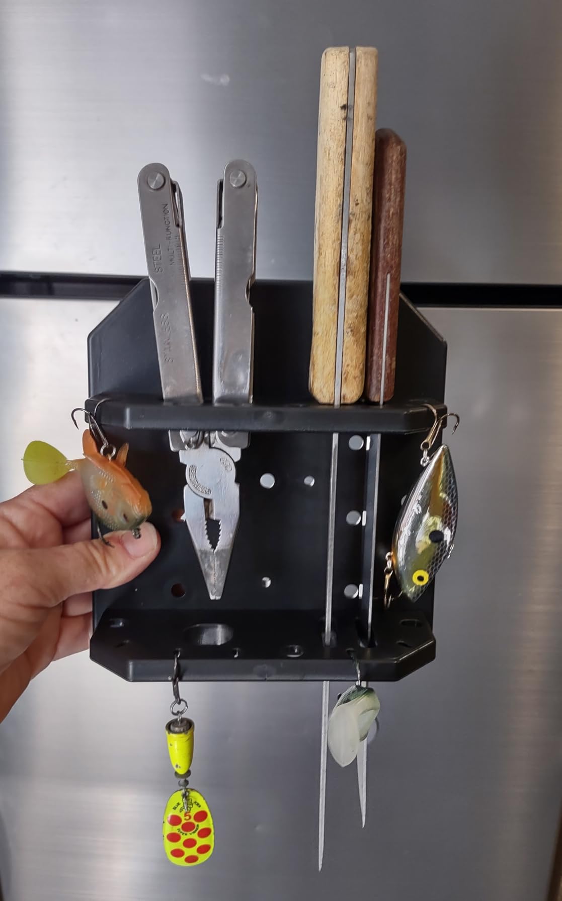 Boat Track System Tool Holder, Knife & Plier Fishing Bait Holder Combo - Compatible for Versatrack/Lund Sport Track - Marine-Grade Storage Solution. customer photo 2