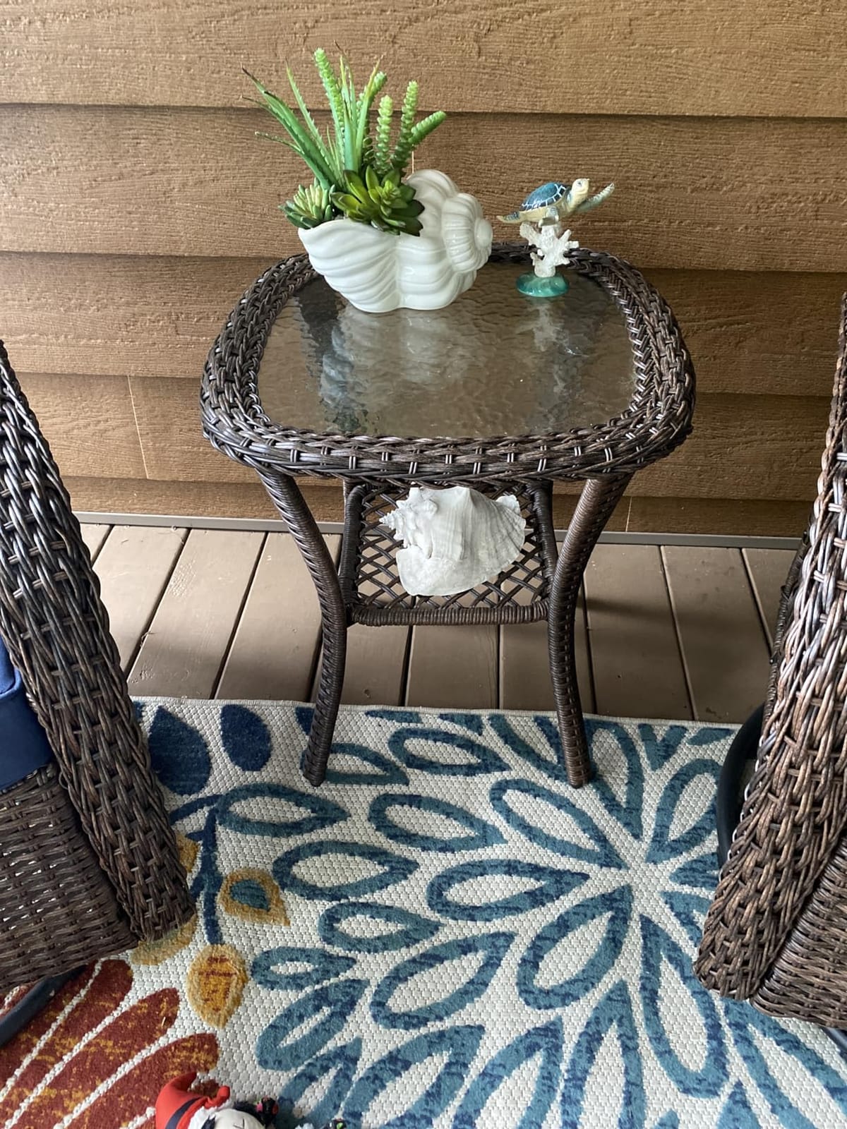 Aoxun 3 Pieces Patio Furniture Set, Patio Swivel Rocker Chairs Set of 2, Wicker Outdoor Bistro Set with Rocking Chair, Thickened Cushions and Table for Porch (Blue) customer photo 2
