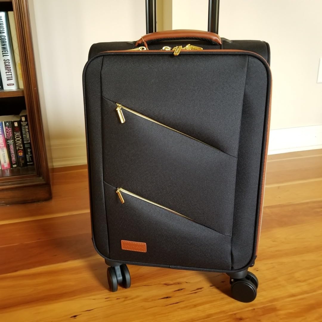LOVEVOOK Carry on Luggage 22x14x9 Airline Approved, Waterproof Carry on Suitcase with 3 Pouches,Lightweight Softside Underseat Travel Luggage with 360° Spinner Wheels,TSA Lock for Travel Business customer photo 2